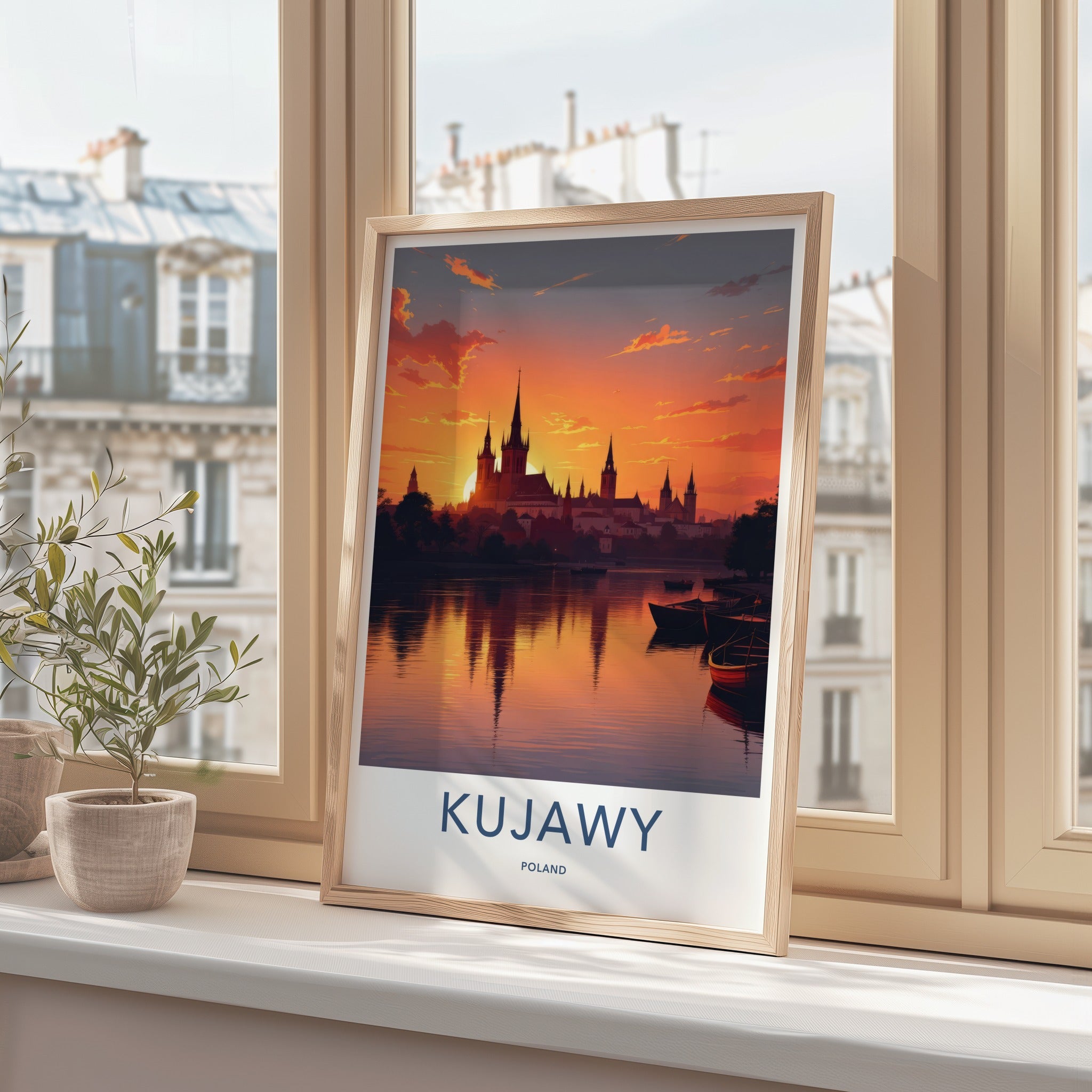 Kujawy Poster - Poland Travel Art - Fiery Sunset Skyline Wall Decor