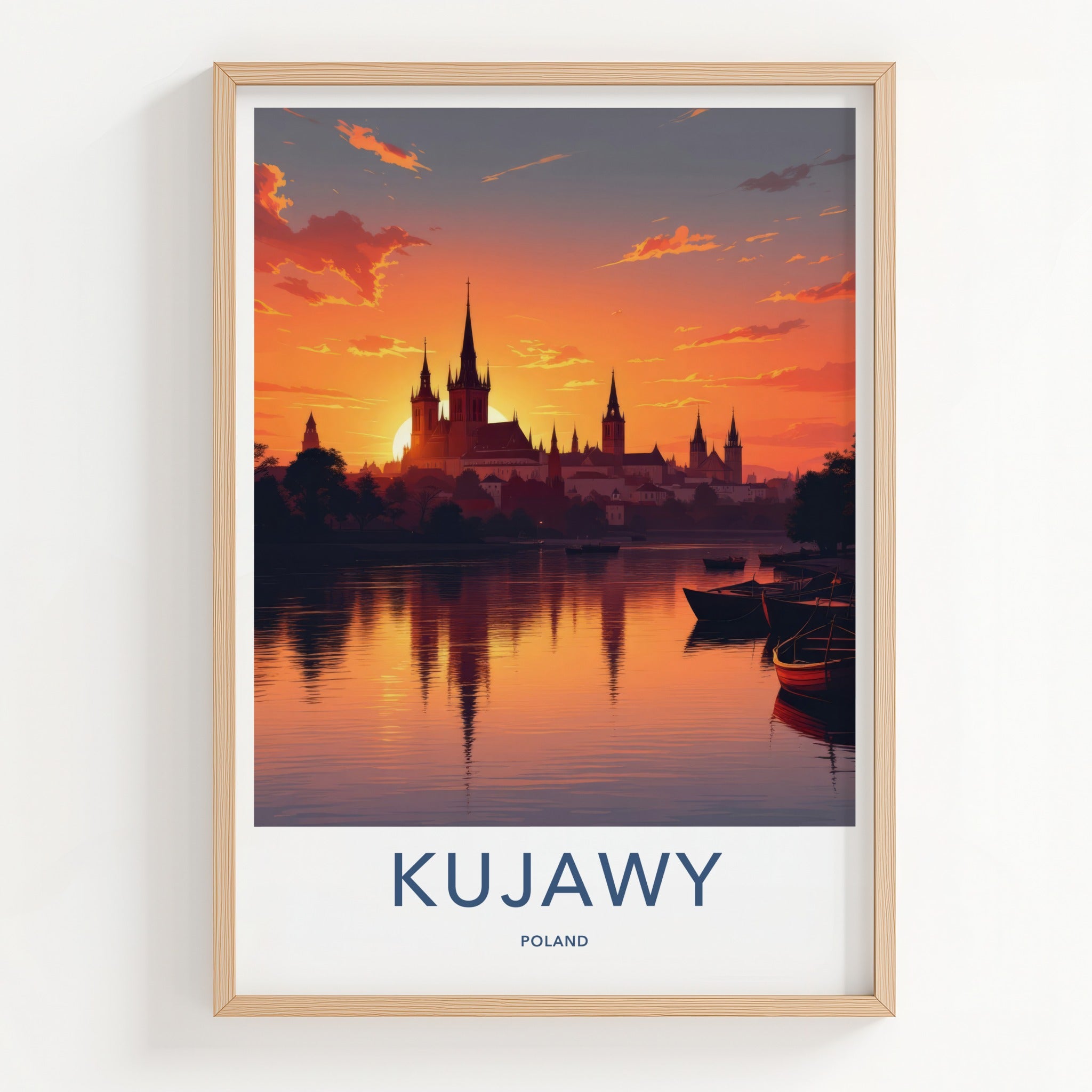 Kujawy Poster - Poland Travel Art - Fiery Sunset Skyline Wall Decor