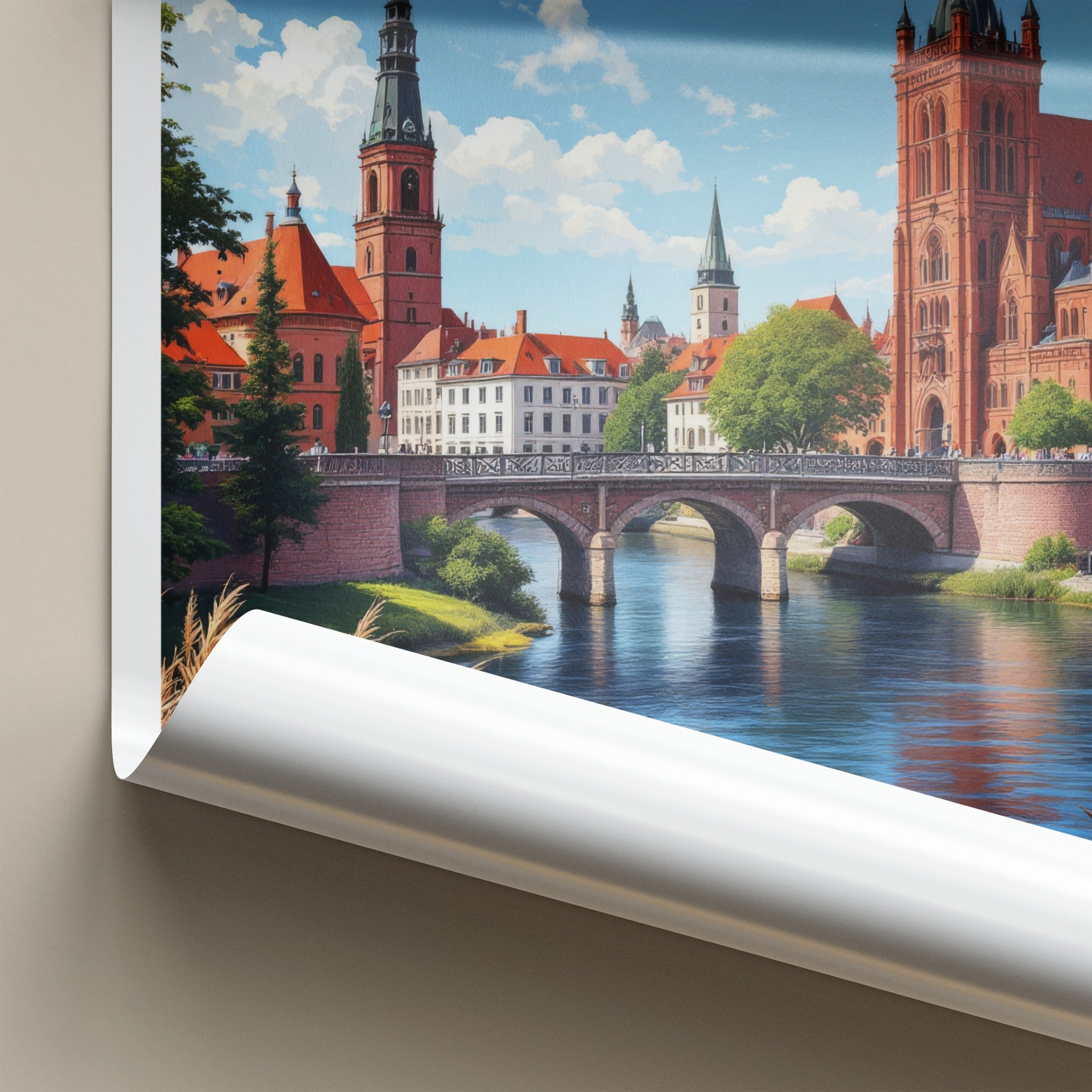 Kujawy Poster - Poland Travel Print - Historic River City Home Decor