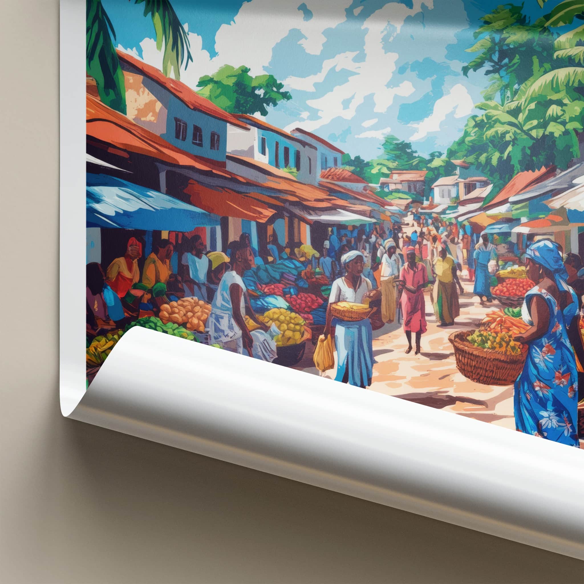 Kumasi Poster - Ghana Framed Art - Lively Outdoor Market Framed Decor