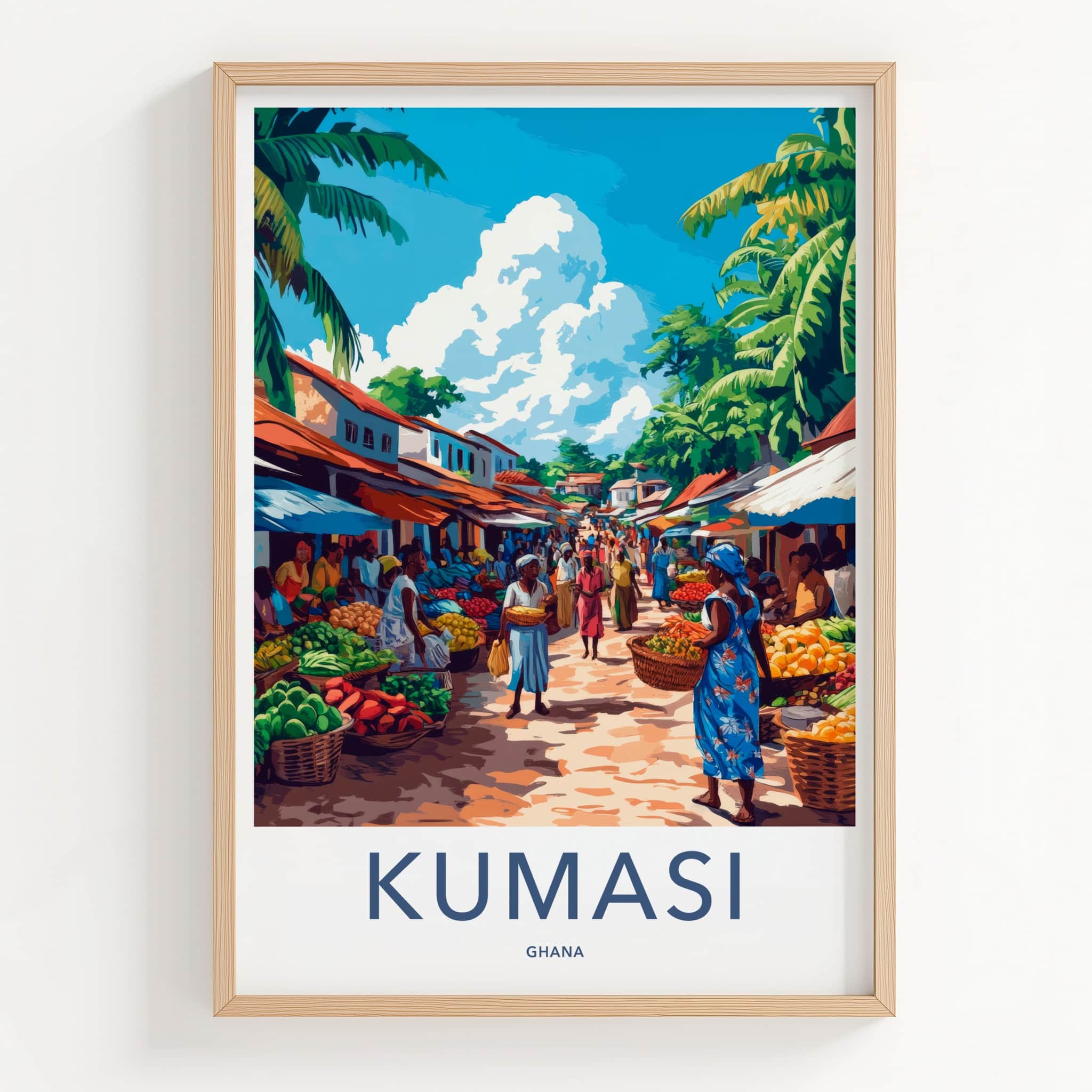 Kumasi Poster - Ghana Framed Art - Lively Outdoor Market Framed Decor