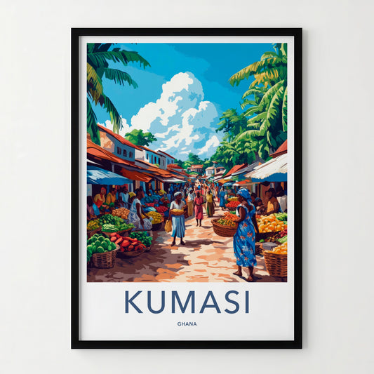 Kumasi Poster - Ghana Framed Art - Lively Outdoor Market Framed Decor