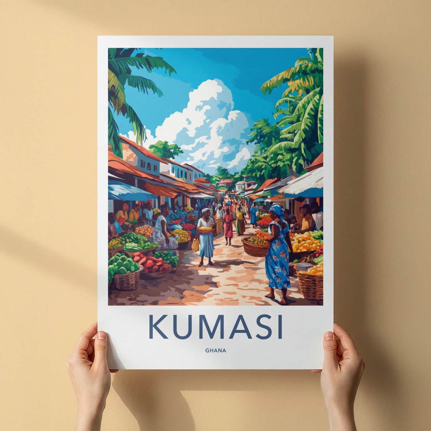 Kumasi Poster - Ghana Framed Art - Lively Outdoor Market Framed Decor