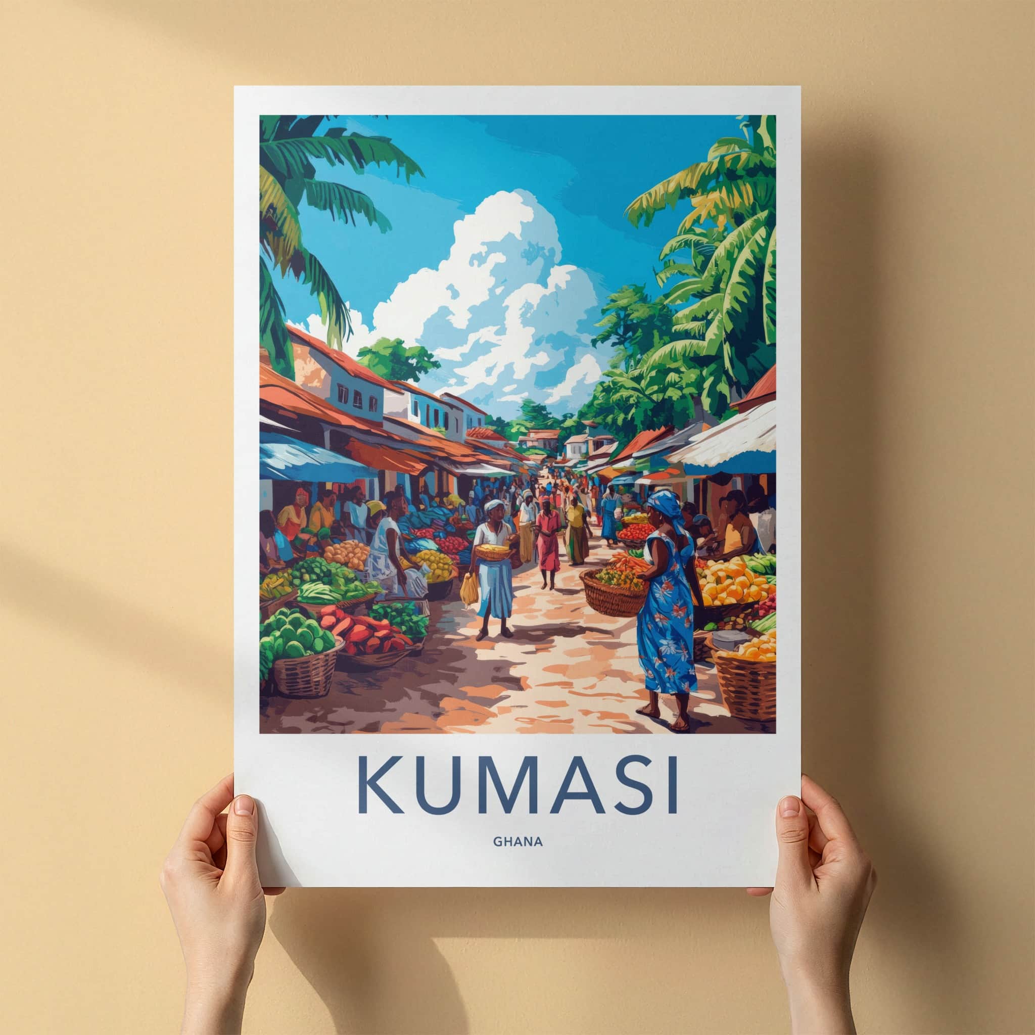 Kumasi Poster - Ghana Framed Art - Lively Outdoor Market Framed Decor