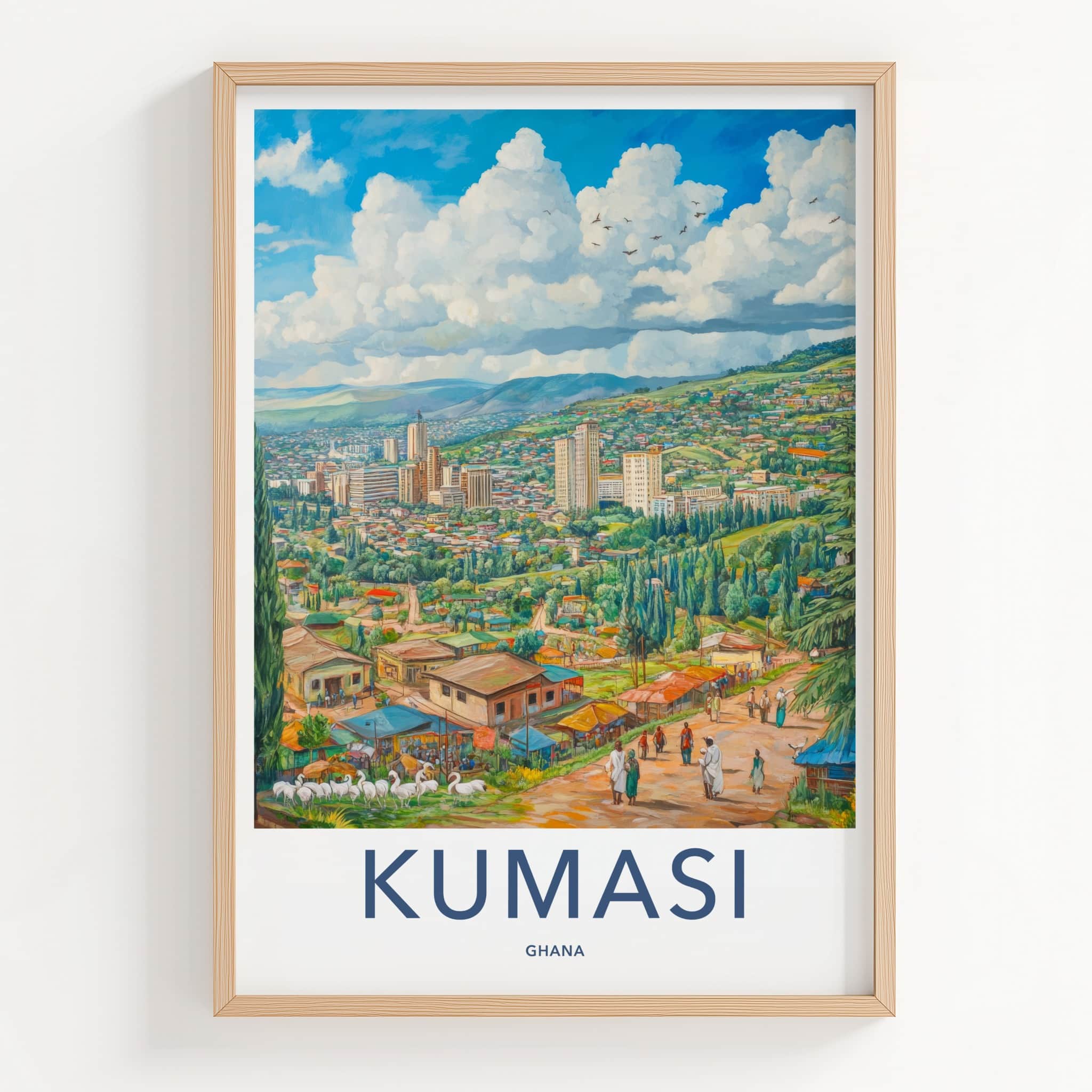 Kumasi Poster - Ghana Framed Print - Lush Green Cityscape Framed Decor