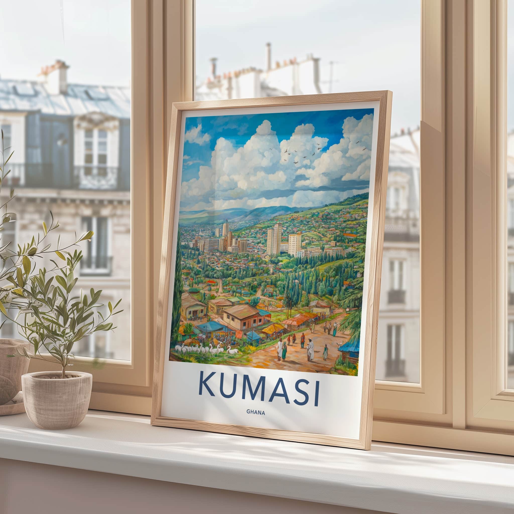 Kumasi Poster - Ghana Framed Print - Lush Green Cityscape Framed Decor