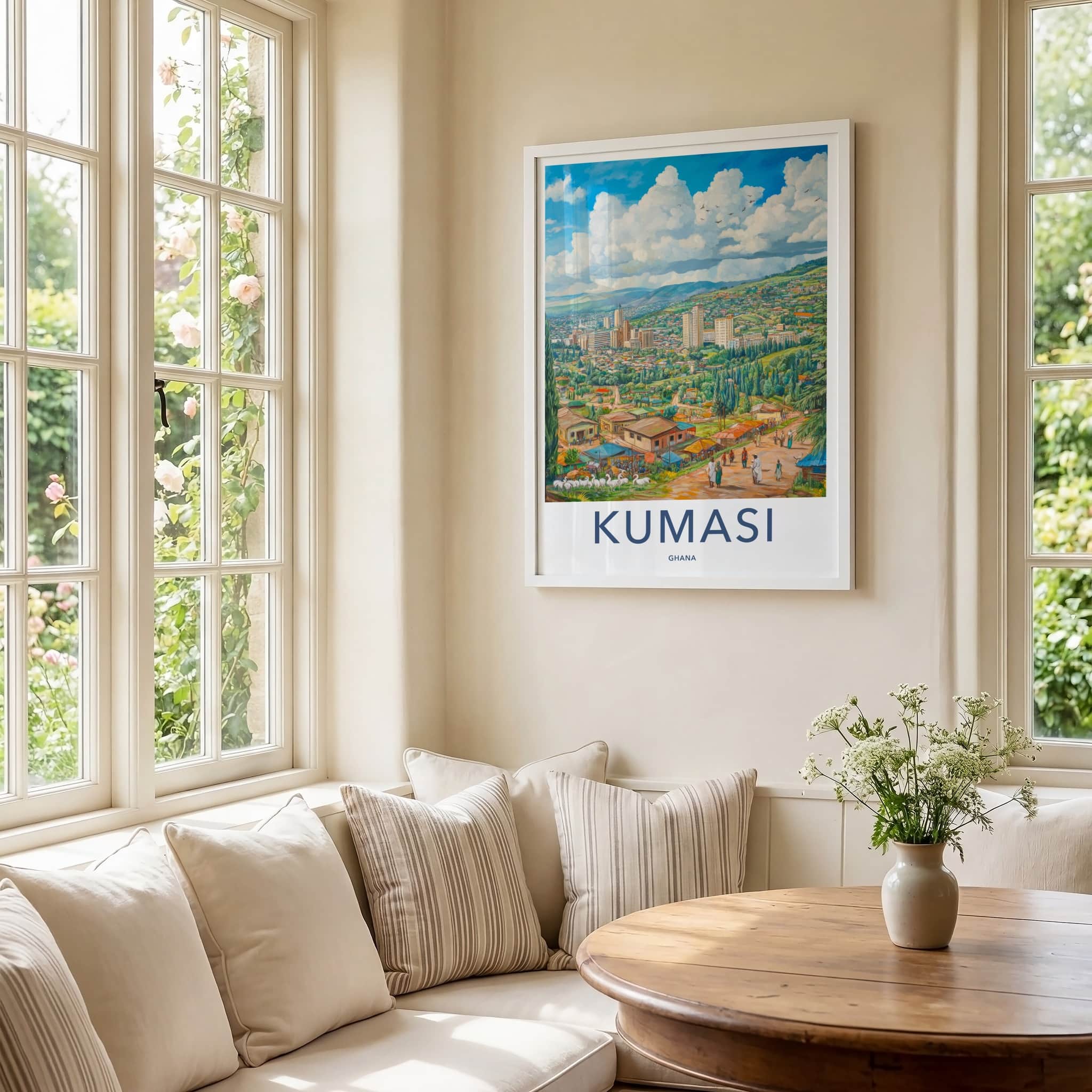 Kumasi Poster - Ghana Framed Print - Lush Green Cityscape Framed Decor