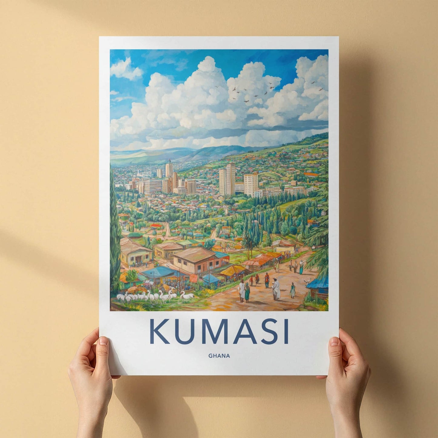Kumasi Poster - Ghana Framed Print - Lush Green Cityscape Framed Decor