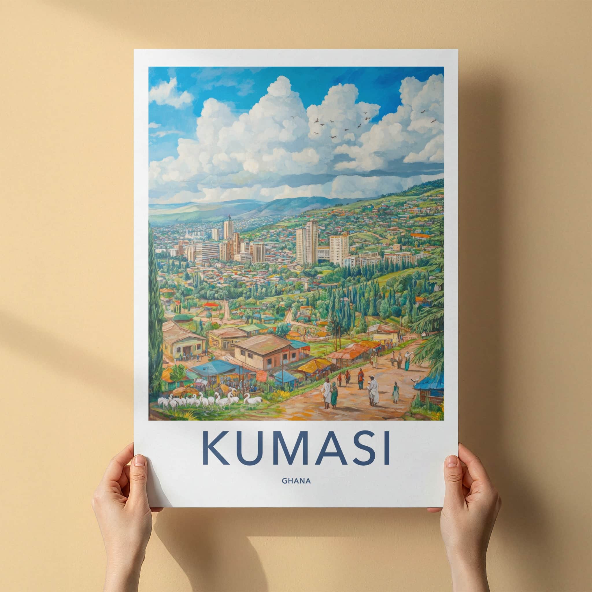 Kumasi Poster - Ghana Framed Print - Lush Green Cityscape Framed Decor