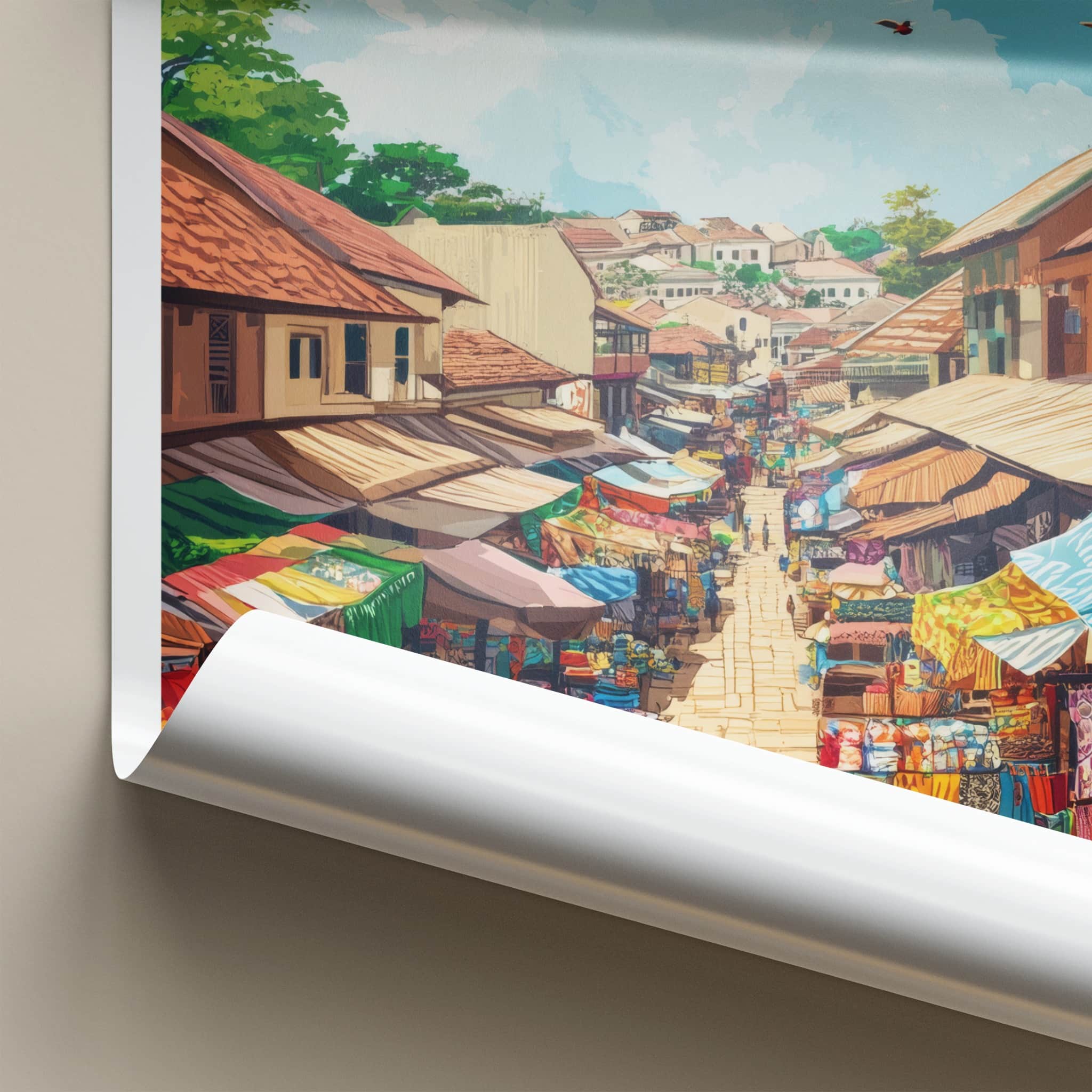 Kumasi Poster - Ghana Travel Art - Lively Market Scene Home Decor