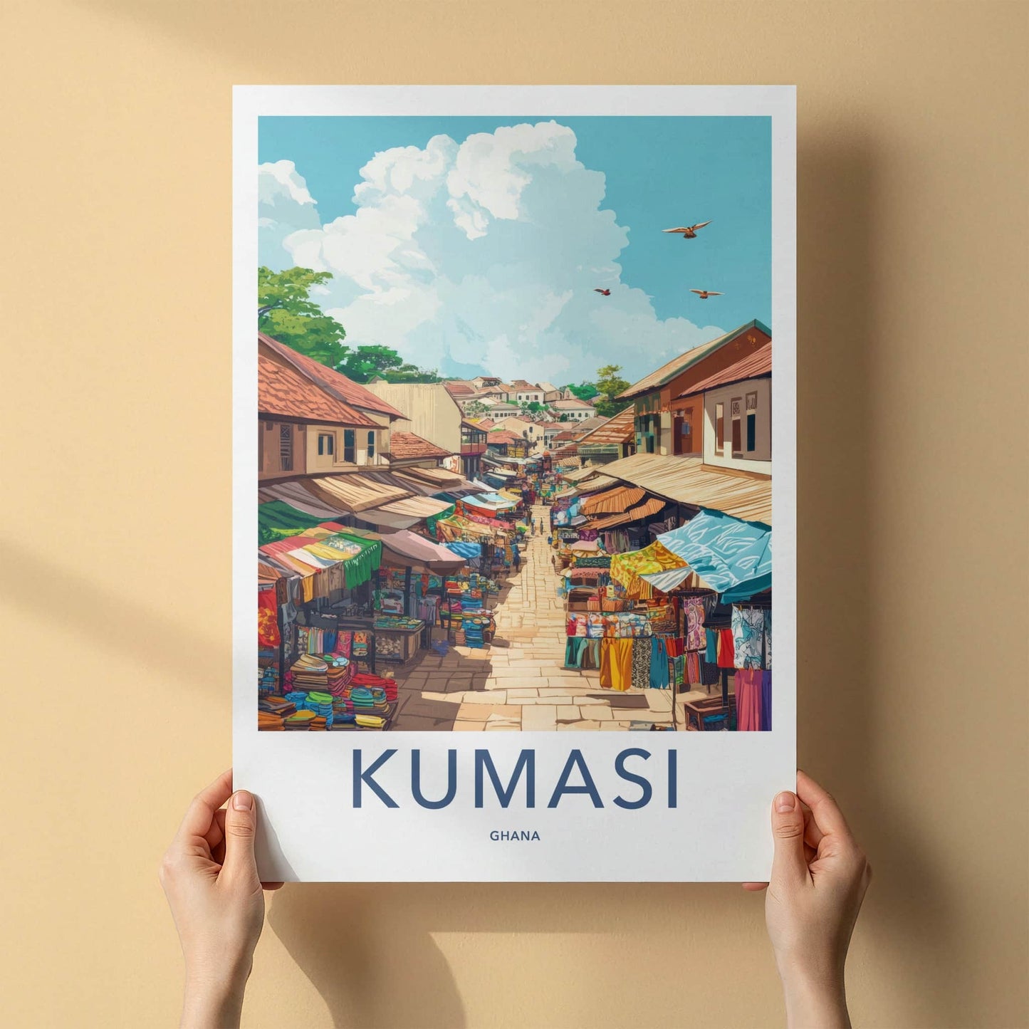 Kumasi Poster - Ghana Travel Art - Lively Market Scene Home Decor