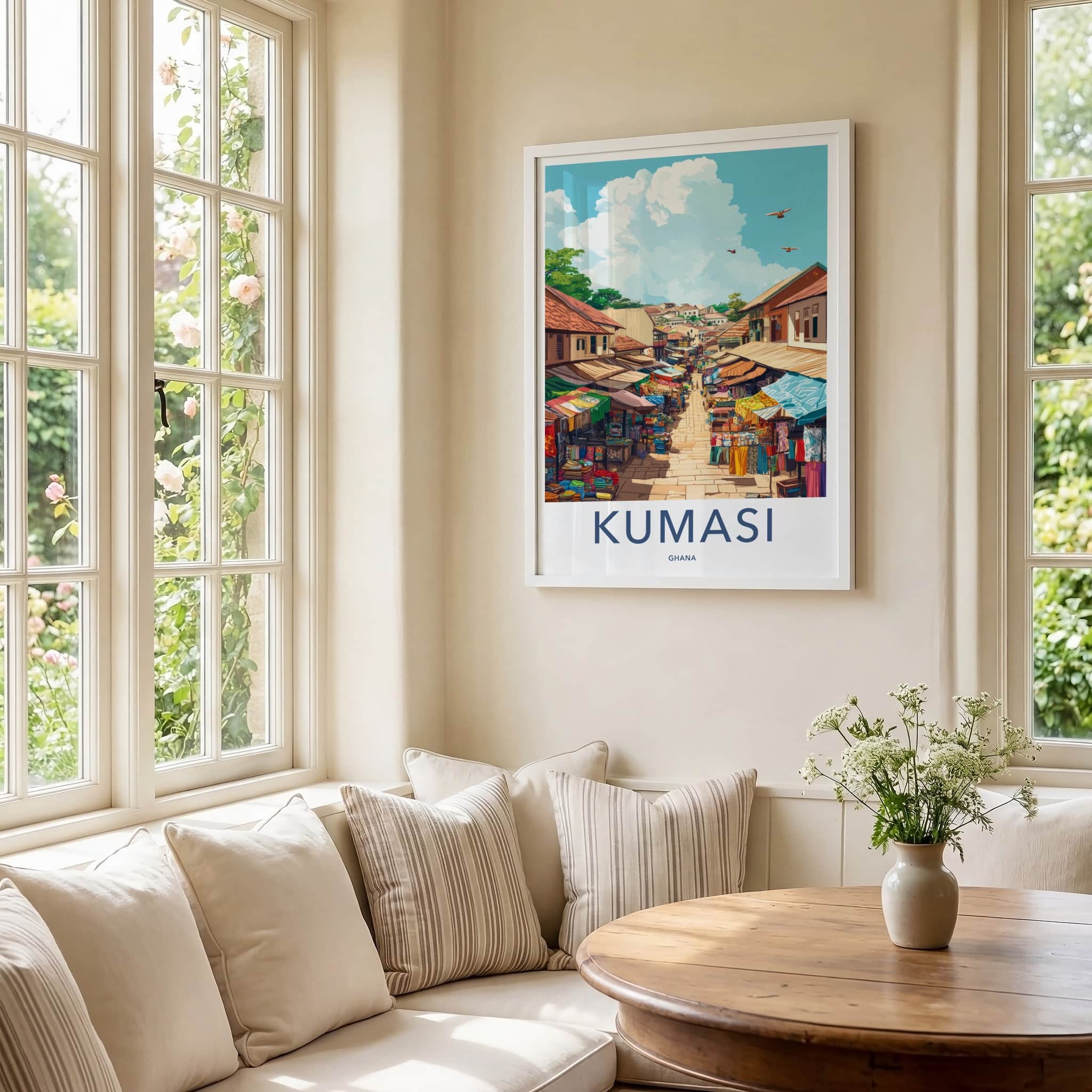 Kumasi Poster - Ghana Travel Art - Lively Market Scene Home Decor