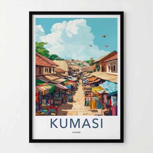 Kumasi Poster - Ghana Travel Art - Lively Market Scene Home Decor