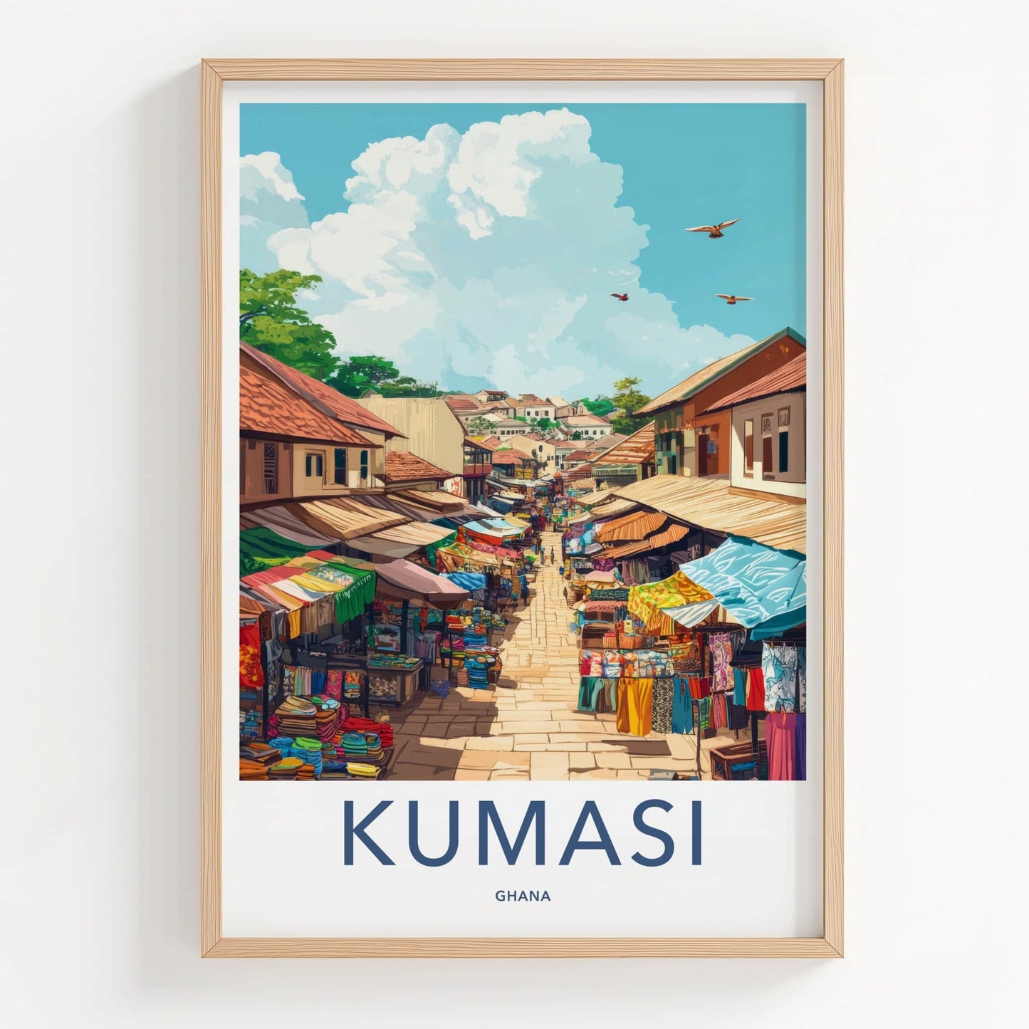 Kumasi Poster - Ghana Travel Art - Lively Market Scene Home Decor