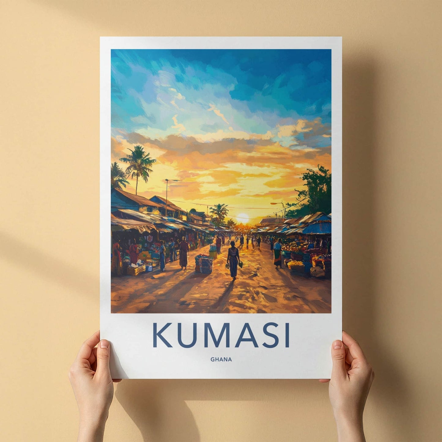 Kumasi Poster - Ghana Travel Art - Lively Street Sunset Home Decor
