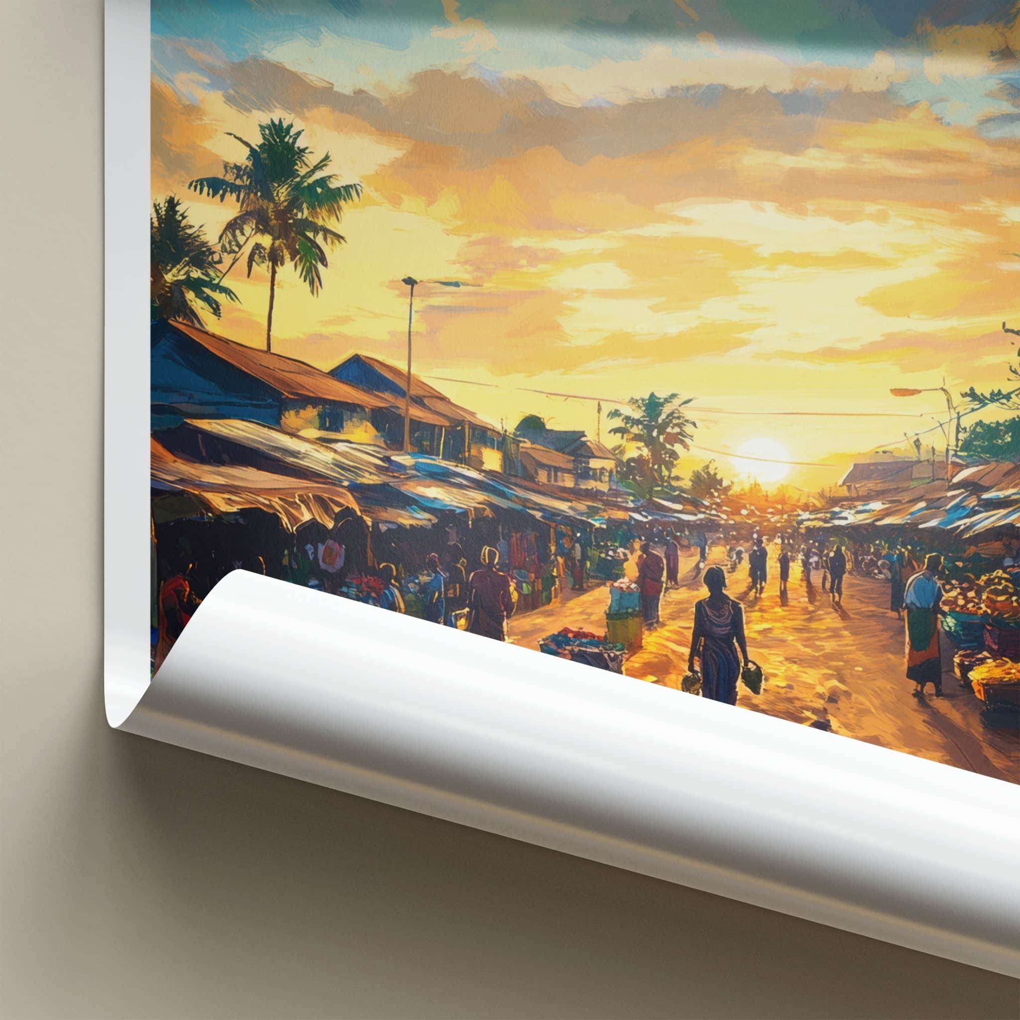Kumasi Poster - Ghana Travel Art - Lively Street Sunset Home Decor