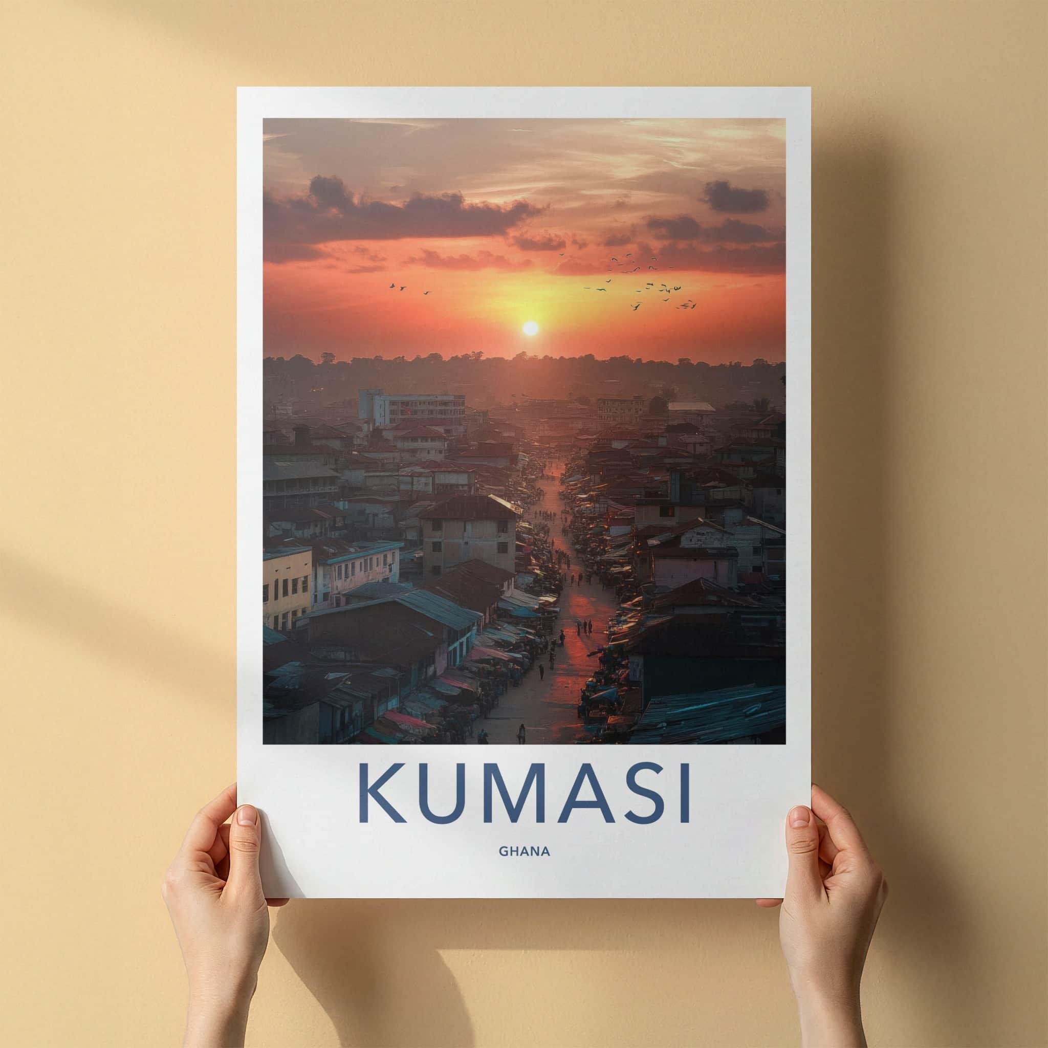 Kumasi Poster - Ghana Travel Art - Vibrant City Sunset Home Decor