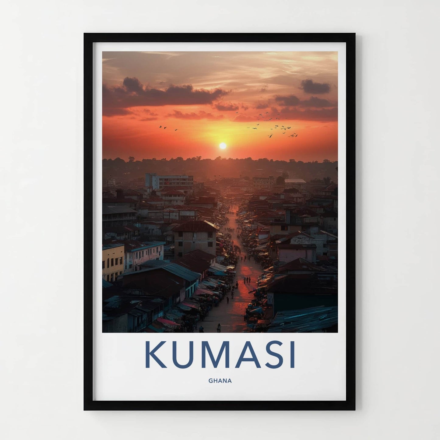 Kumasi Poster - Ghana Travel Art - Vibrant City Sunset Home Decor
