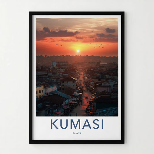 Kumasi Poster - Ghana Travel Art - Vibrant City Sunset Home Decor