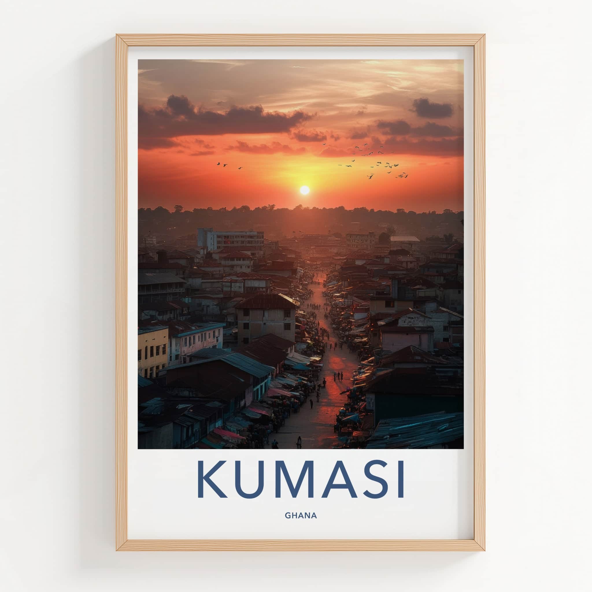 Kumasi Poster - Ghana Travel Art - Vibrant City Sunset Home Decor