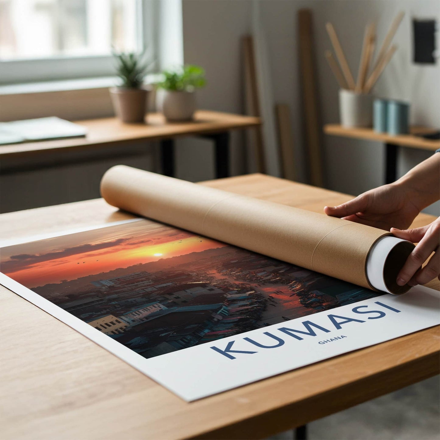 Kumasi Poster - Ghana Travel Art - Vibrant City Sunset Home Decor