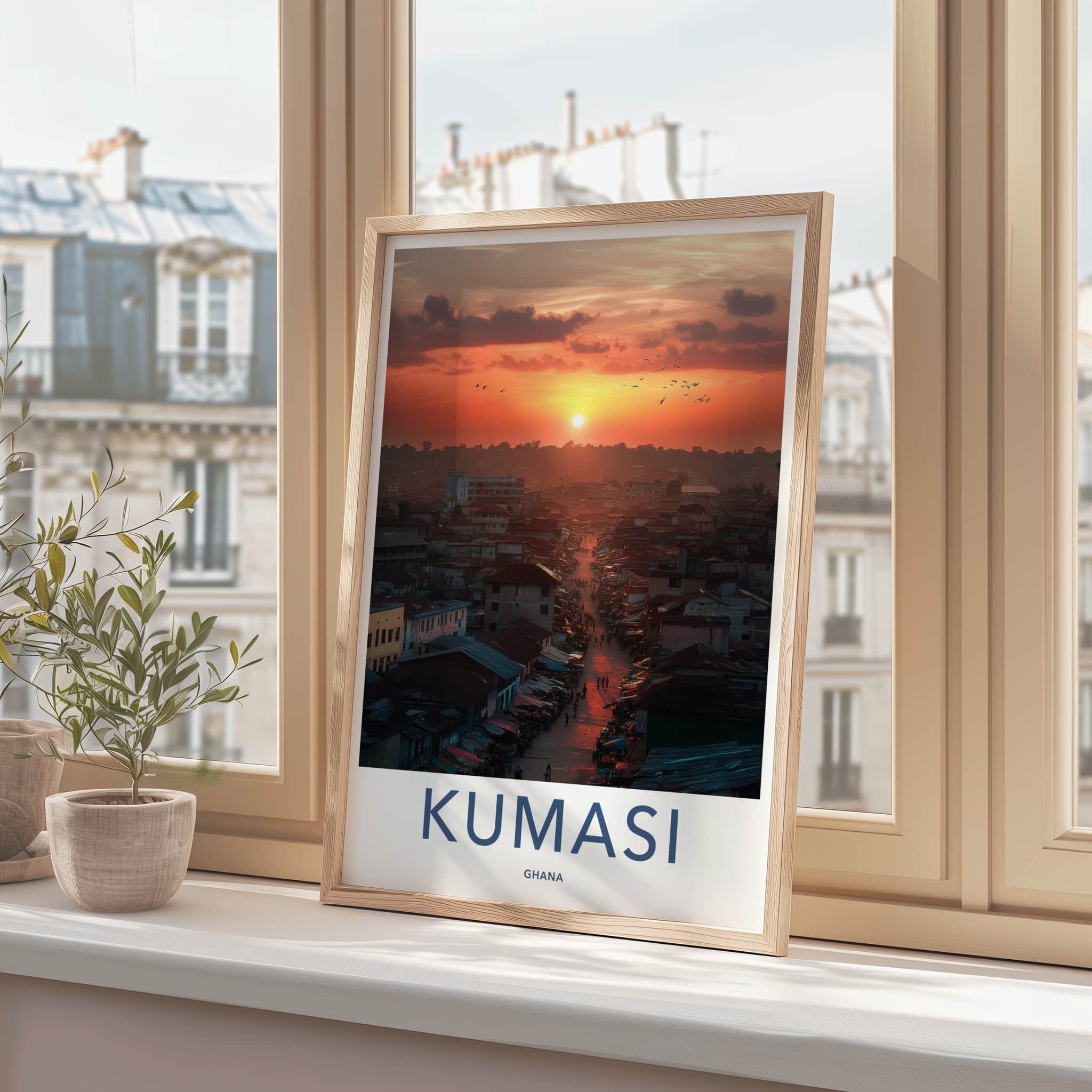 Kumasi Poster - Ghana Travel Art - Vibrant City Sunset Home Decor