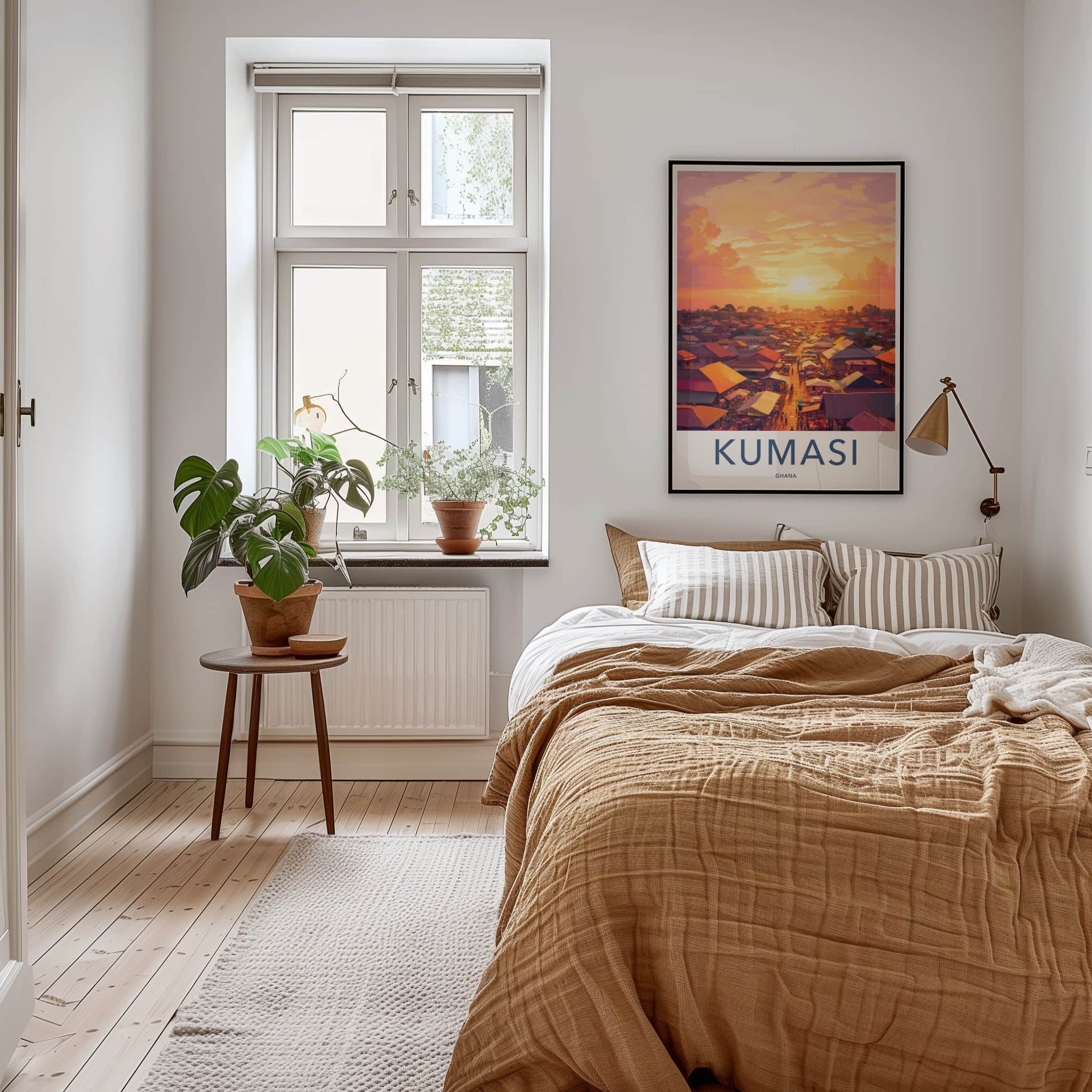 Kumasi Poster - Ghana Travel Art - Vibrant Market Sunset Home Decor