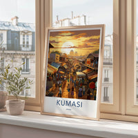 Kumasi Poster - Ghana Travel Print - Lively Street Market Lounge Decor