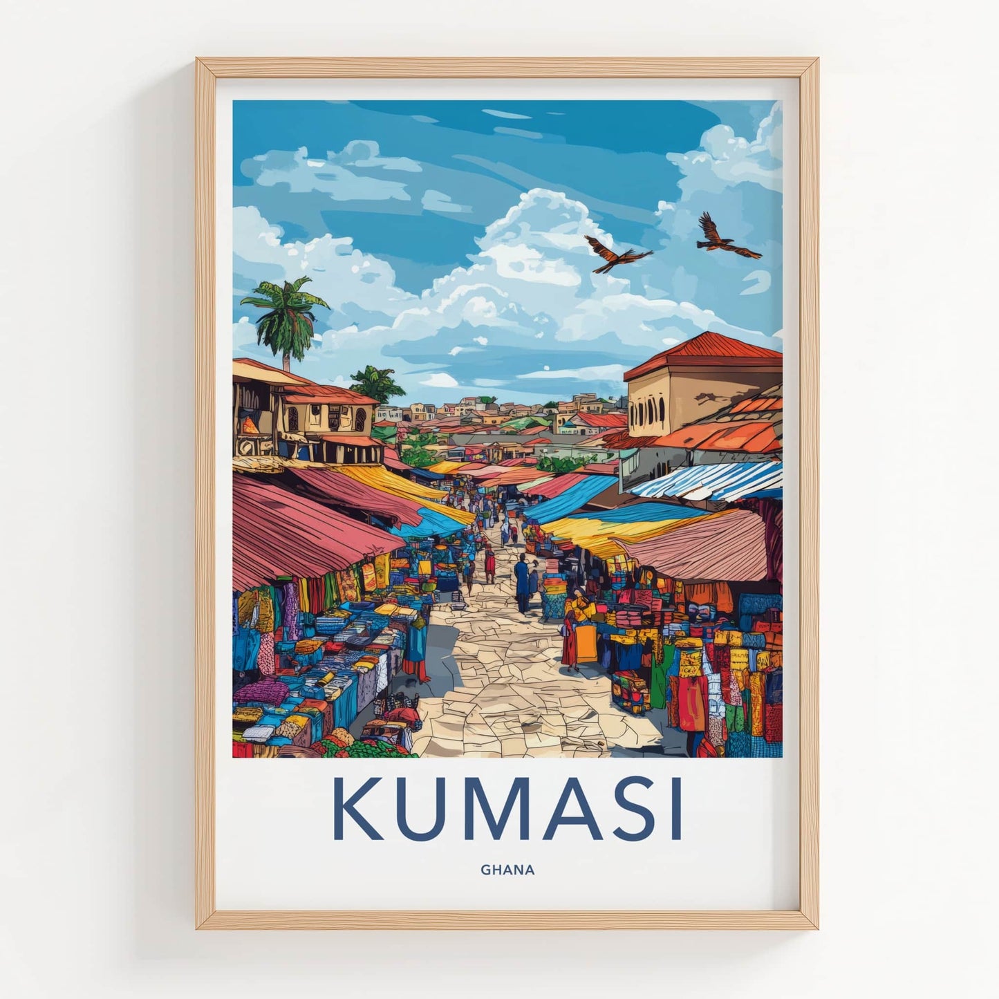 Kumasi Poster - Ghana Wall Art - Bustling Urban Marketplace Home Decor