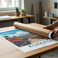 Kumasi Poster - Ghana Wall Art - Bustling Urban Marketplace Home Decor