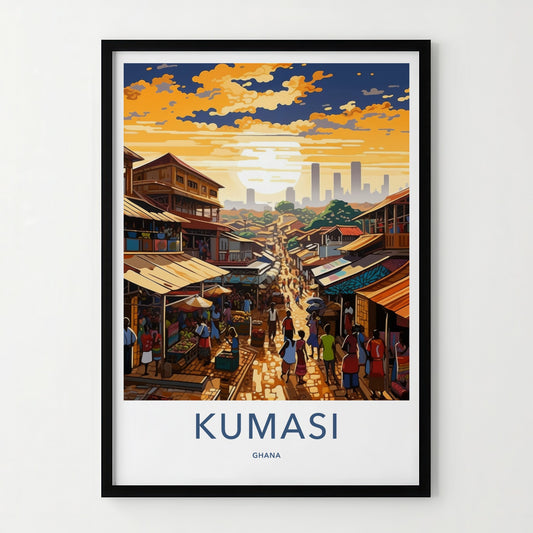 Kumasi Poster - Ghana Wall Art - Vibrant Street Market Home Decor
