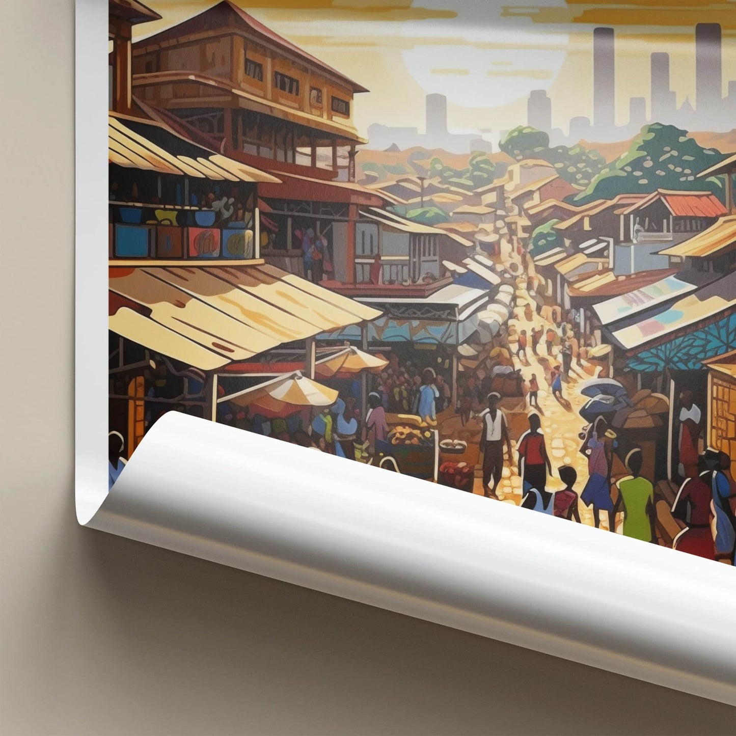 Kumasi Poster - Ghana Wall Art - Vibrant Street Market Home Decor