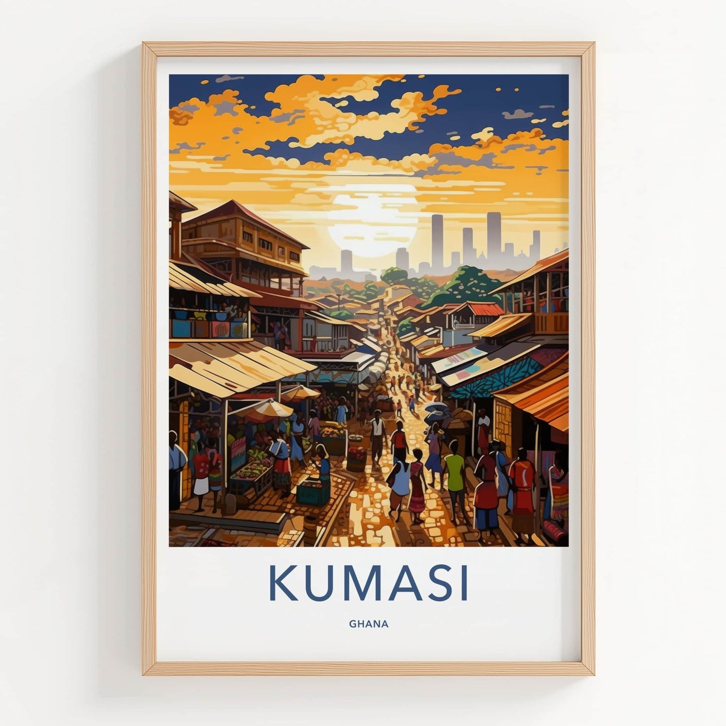 Kumasi Poster - Ghana Wall Art - Vibrant Street Market Home Decor