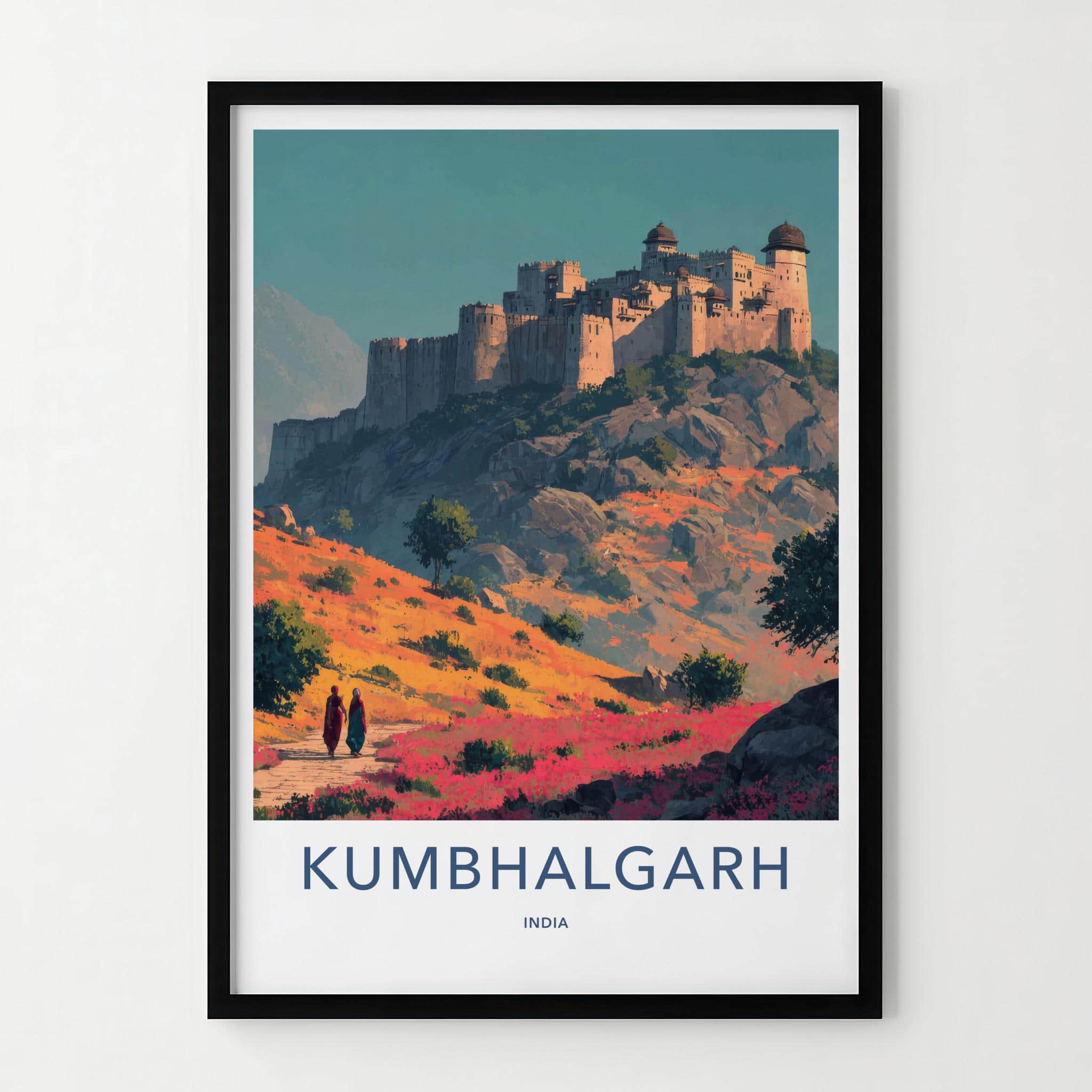 Kumbalgarh Poster - India Travel Art - Rajasthan Hilltop Fortress Wall Decor