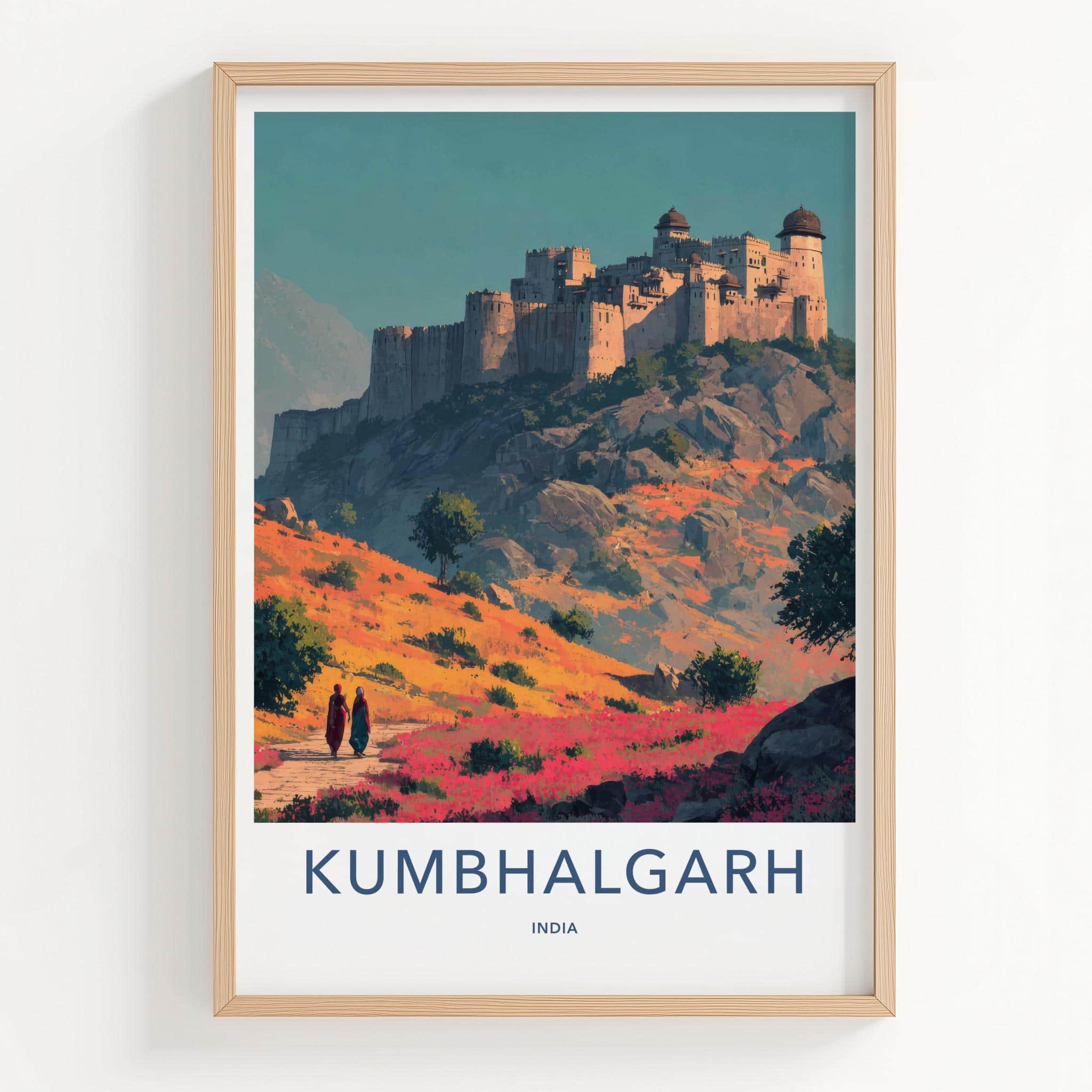Kumbalgarh Poster - India Travel Art - Rajasthan Hilltop Fortress Wall Decor