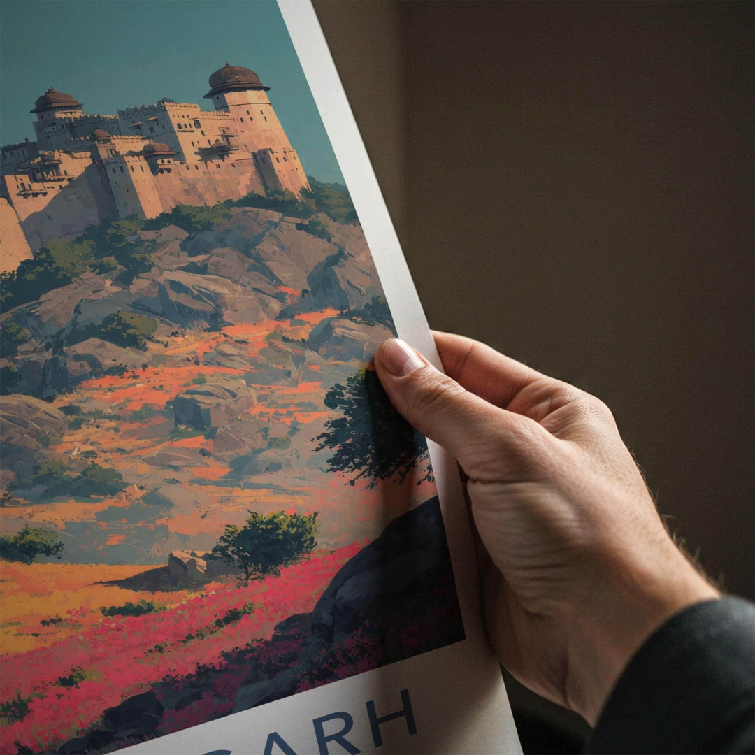 Kumbalgarh Poster - India Travel Art - Rajasthan Hilltop Fortress Wall Decor