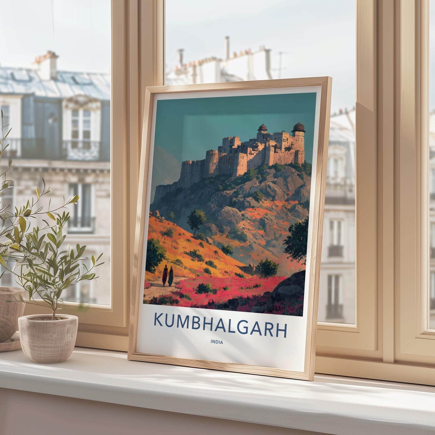 Kumbalgarh Poster - India Travel Art - Rajasthan Hilltop Fortress Wall Decor