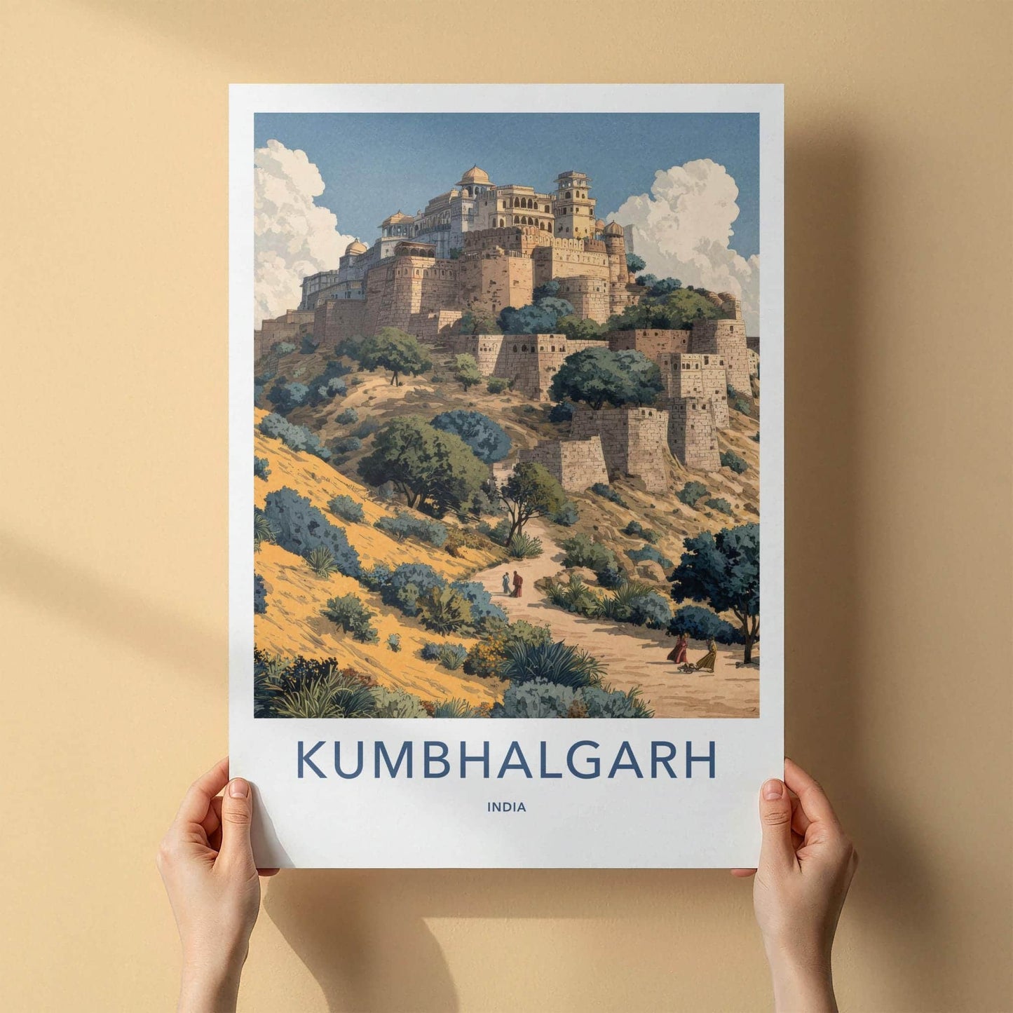 Kumbhalgarh Poster - India Travel Art - Rajasthan Historic Hill Fortress Home Decor