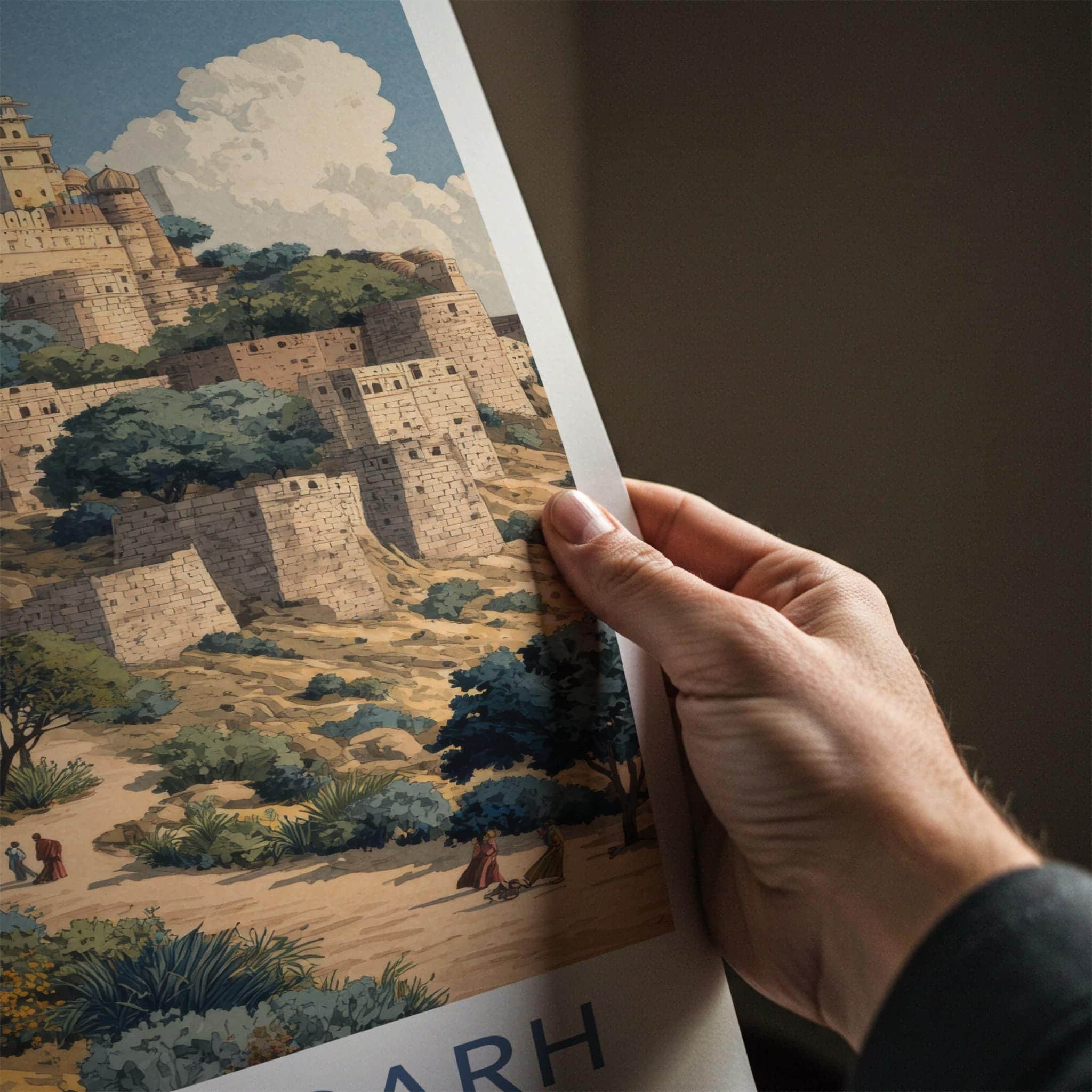 Kumbhalgarh Poster - India Travel Art - Rajasthan Historic Hill Fortress Home Decor