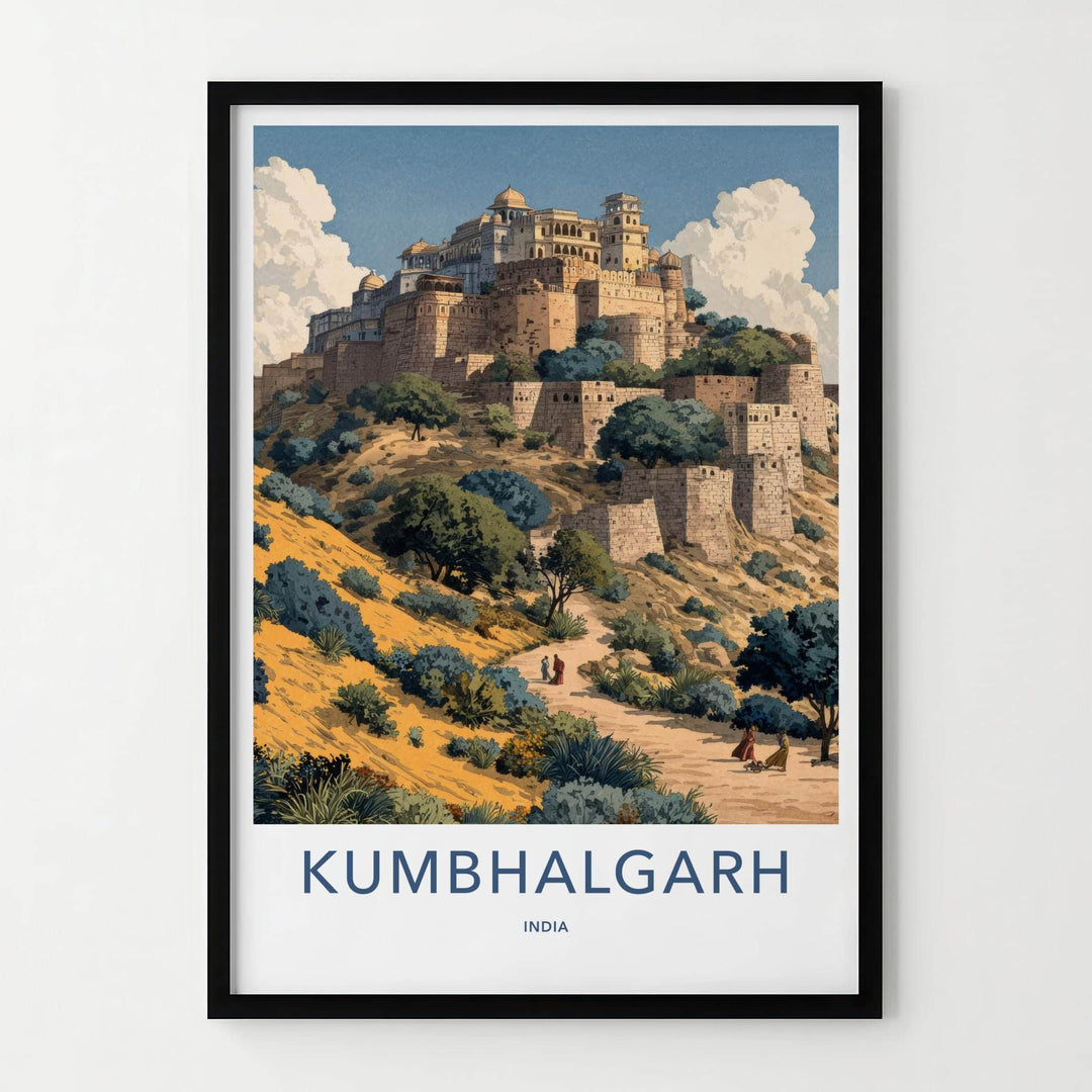 Kumbhalgarh Poster - India Travel Art - Rajasthan Historic Hill Fortress Home Decor