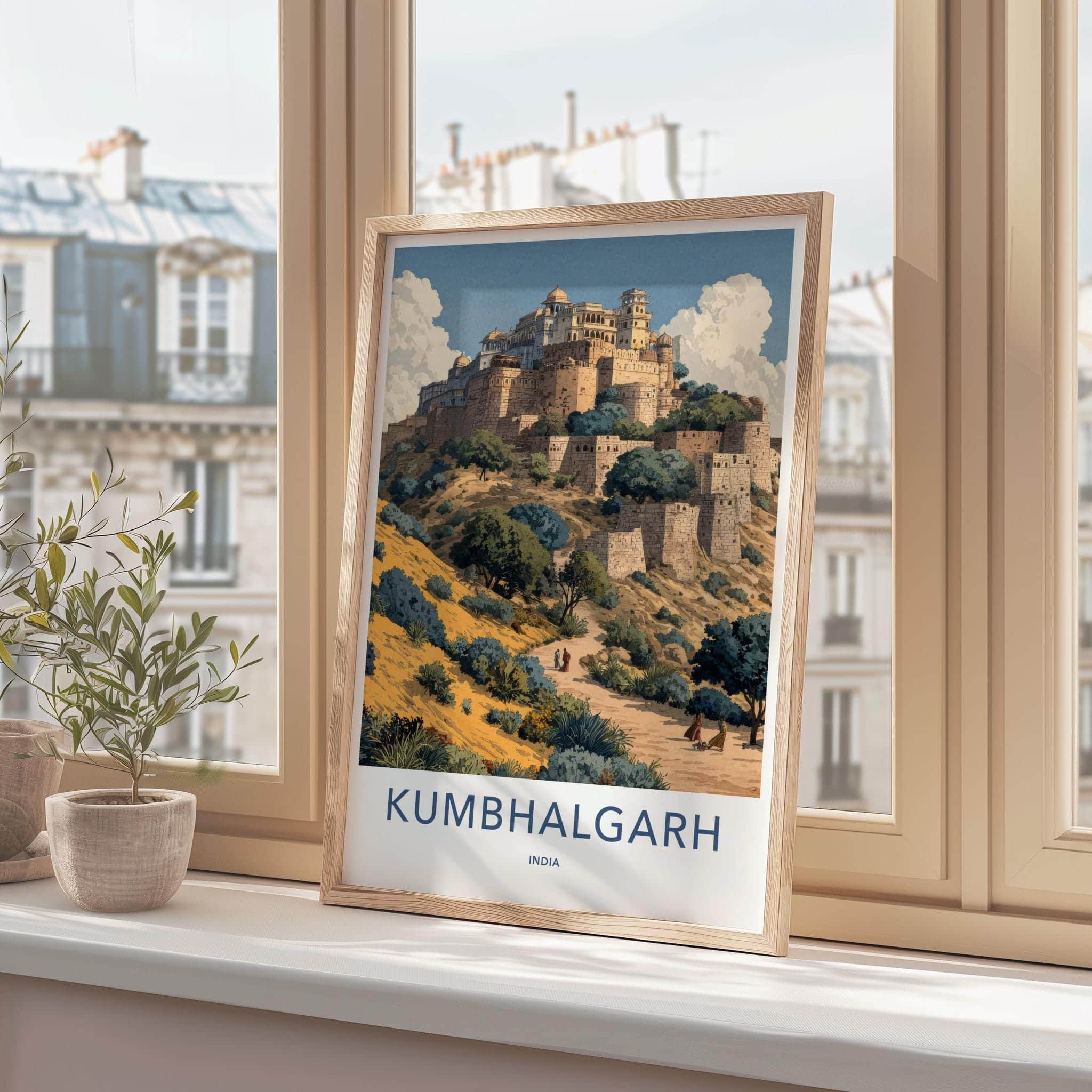 Kumbhalgarh Poster - India Travel Art - Rajasthan Historic Hill Fortress Home Decor