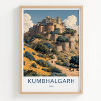 Kumbhalgarh Poster - India Travel Art - Rajasthan Historic Hill Fortress Home Decor