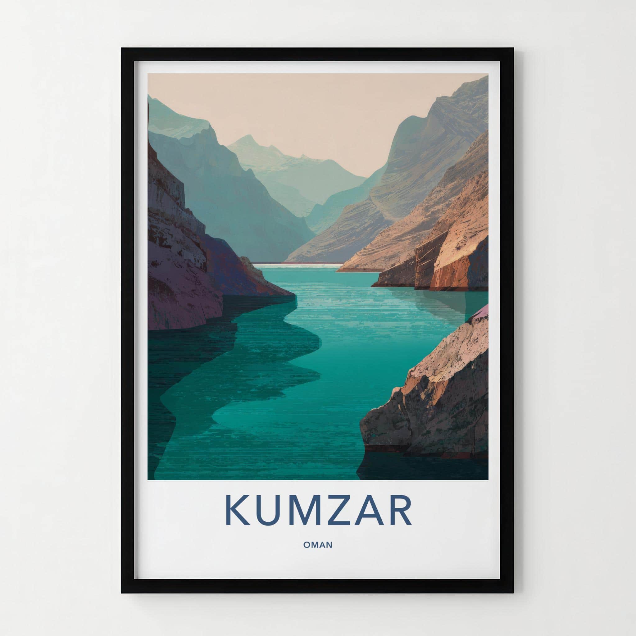 Kumzar Poster - Oman Travel Art - Turquoise Water Cliffs Home Decor