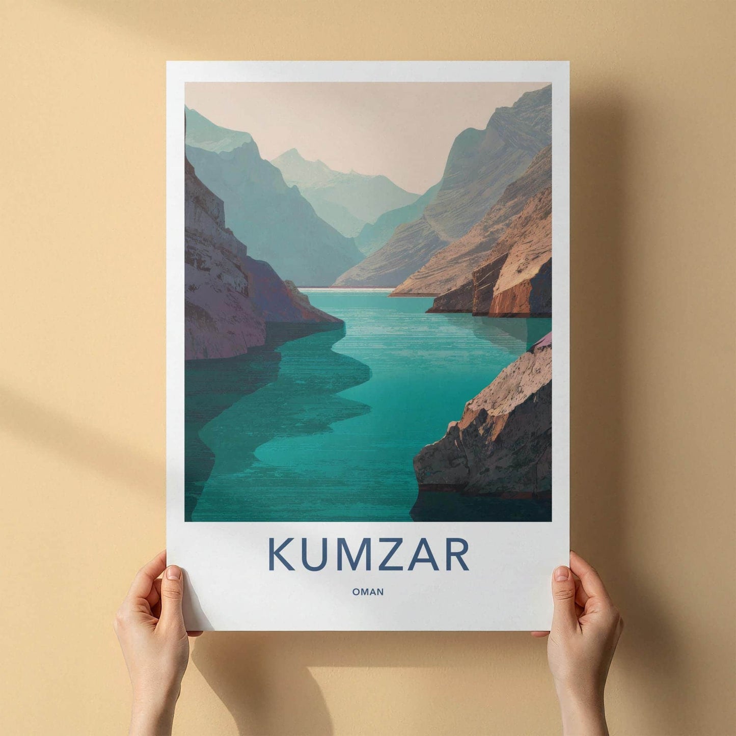 Kumzar Poster - Oman Travel Art - Turquoise Water Cliffs Home Decor