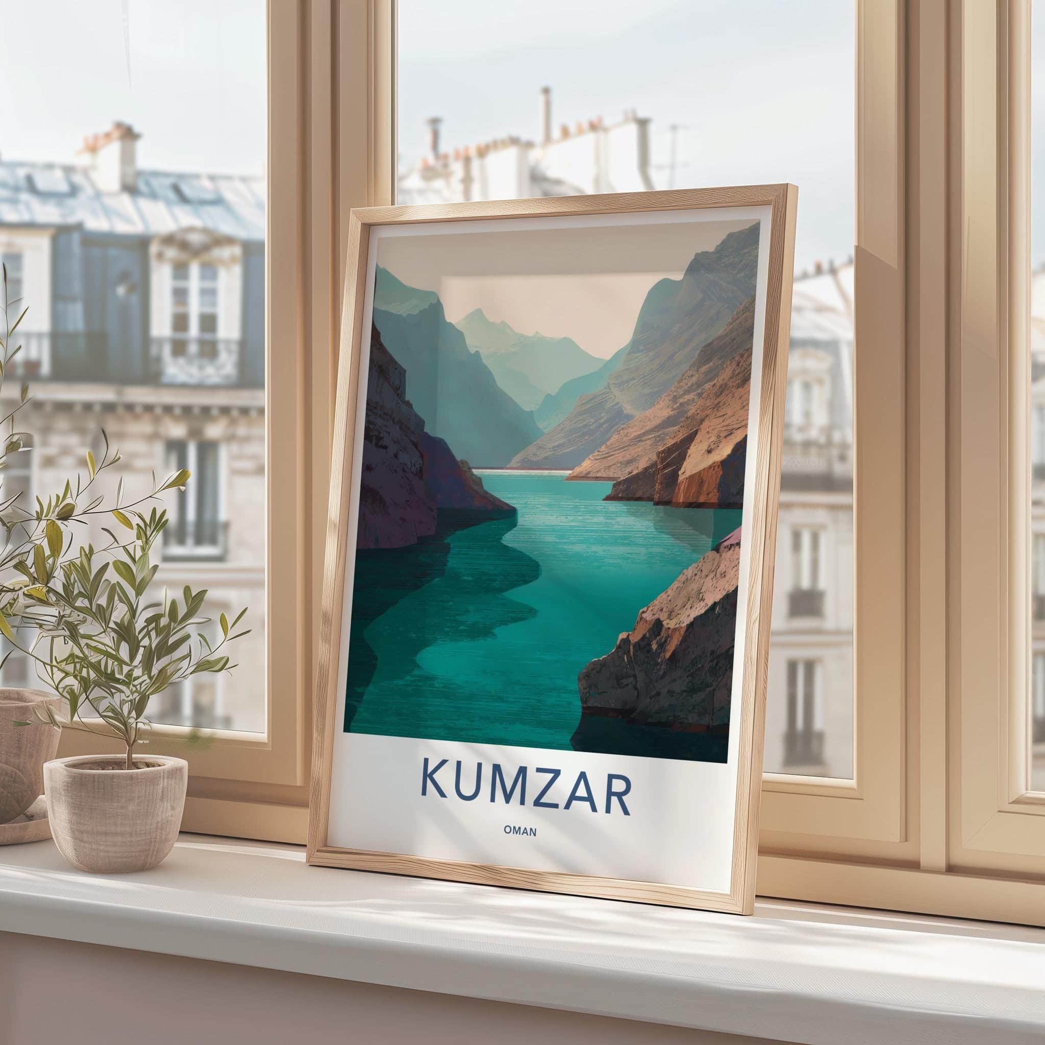 Kumzar Poster - Oman Travel Art - Turquoise Water Cliffs Home Decor
