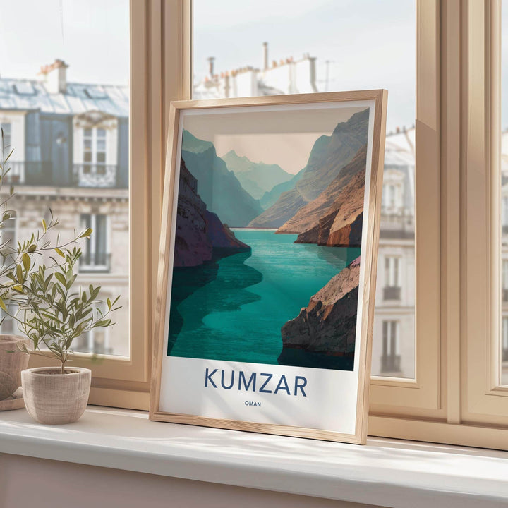 Kumzar Poster - Oman Travel Art - Turquoise Water Cliffs Home Decor