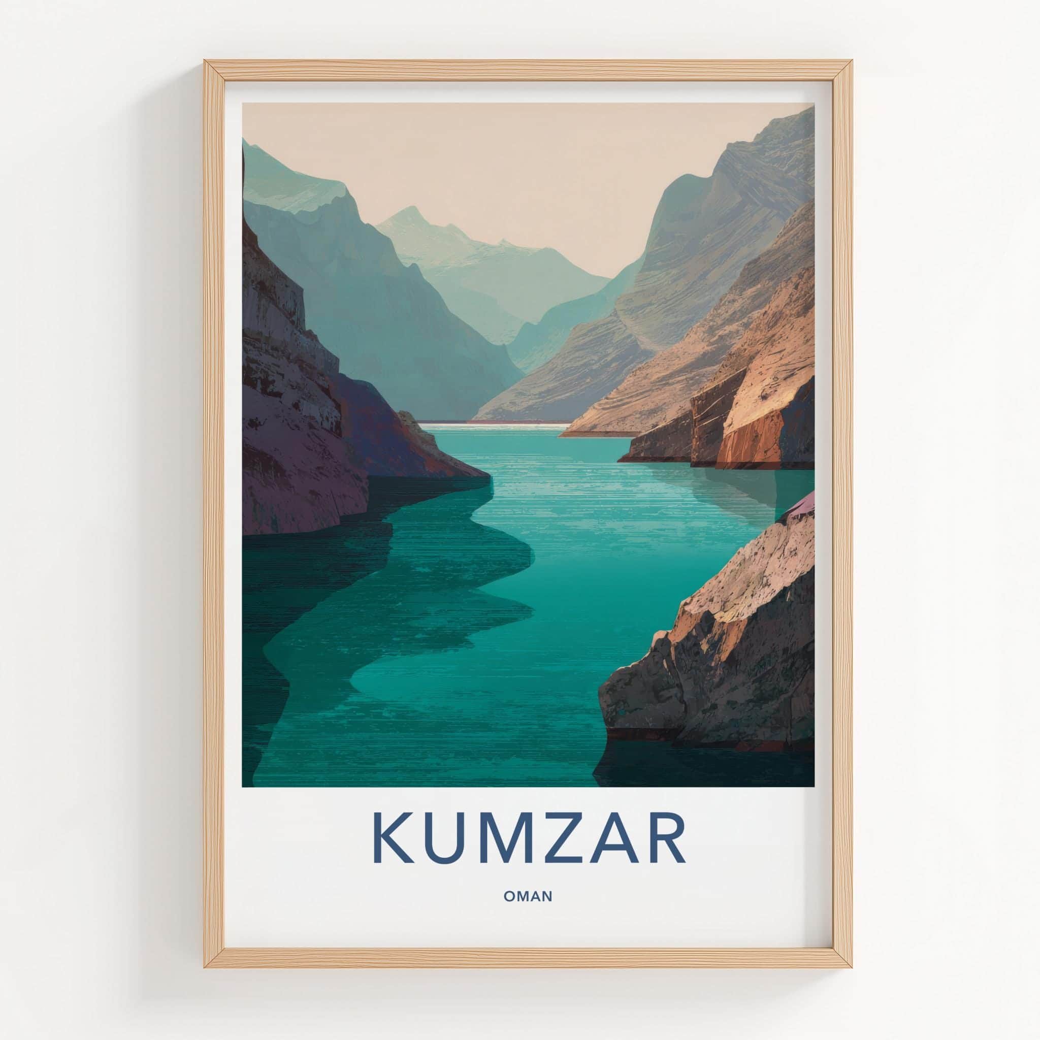 Kumzar Poster - Oman Travel Art - Turquoise Water Cliffs Home Decor