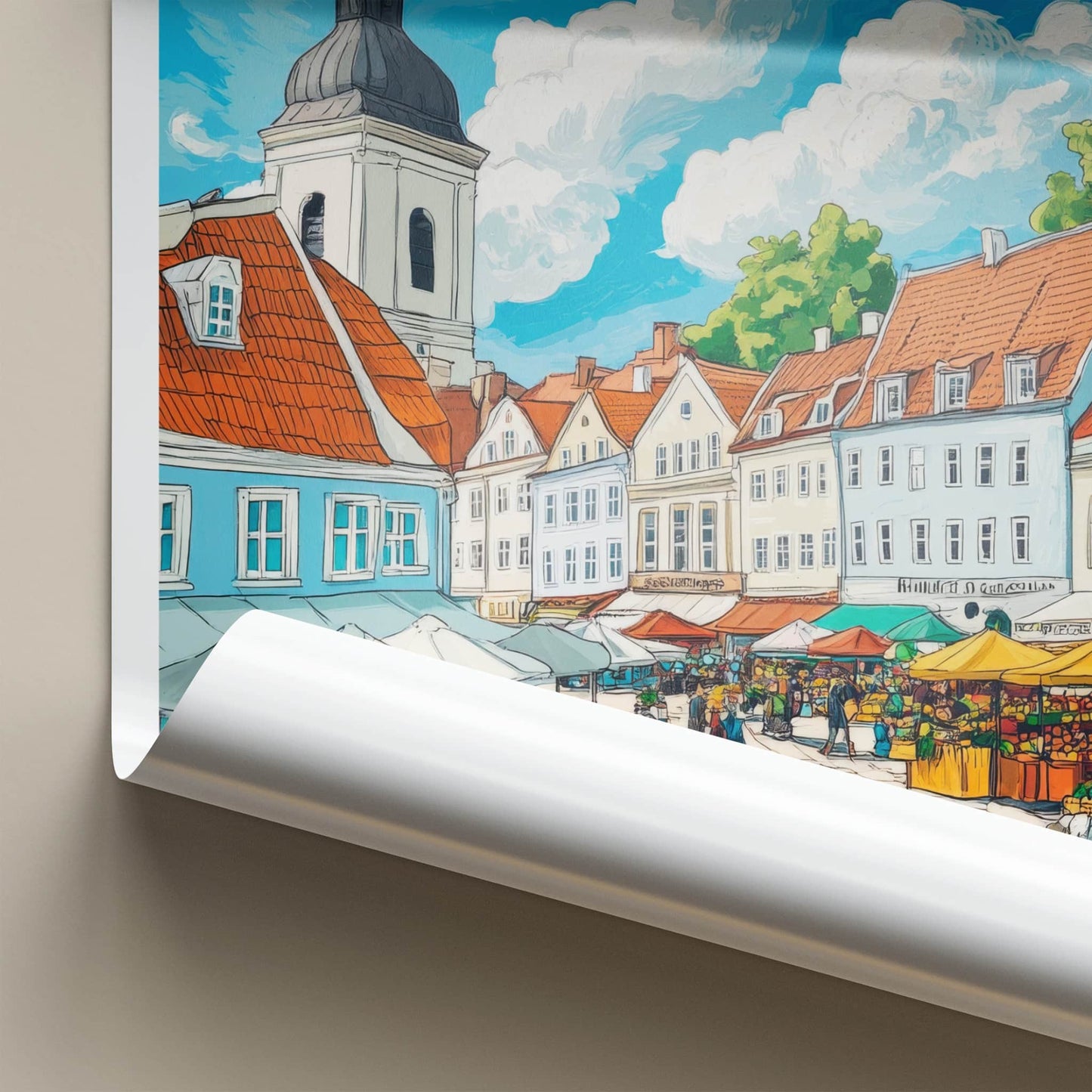 KURESSAARE Poster - Estonia Travel Art - Historic Town Market Home Decor