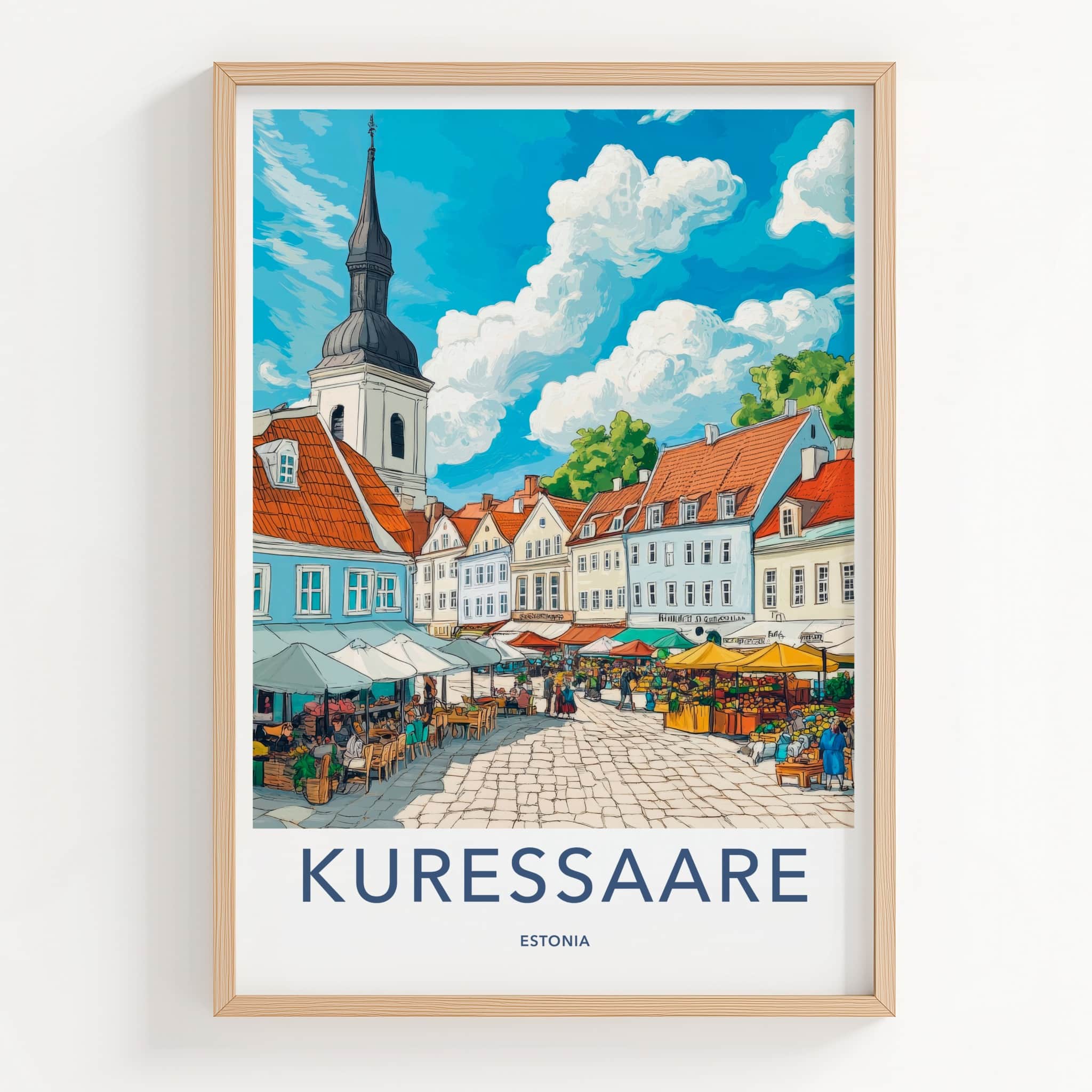 KURESSAARE Poster - Estonia Travel Art - Historic Town Market Home Decor