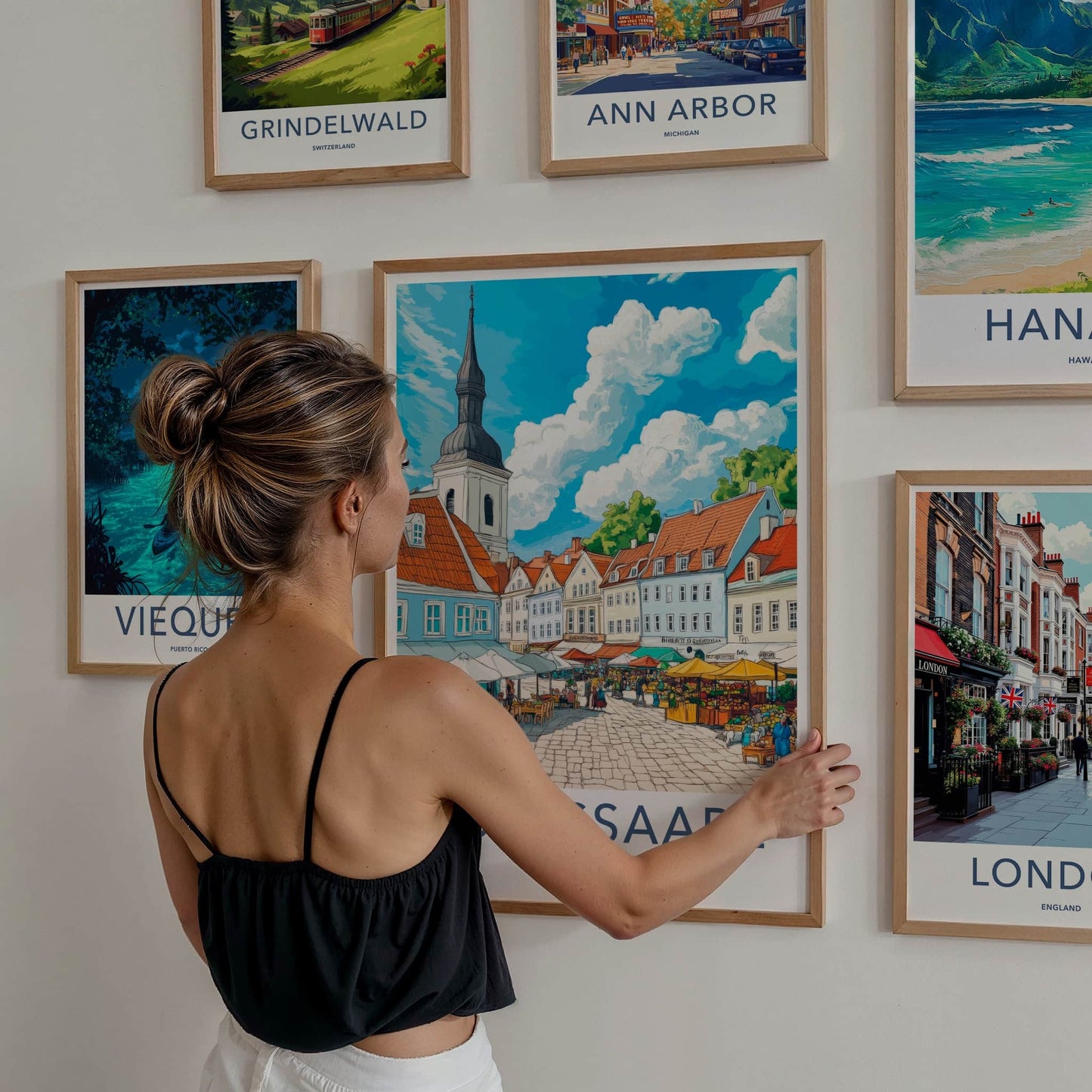 KURESSAARE Poster - Estonia Travel Art - Historic Town Market Home Decor